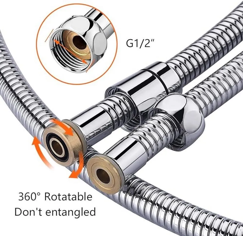 Grifema G851 Flessibile Doccia in Acciaio Inossidabile, G1/2 pollici, 150 cm, Argento/Cromo - immagine 3