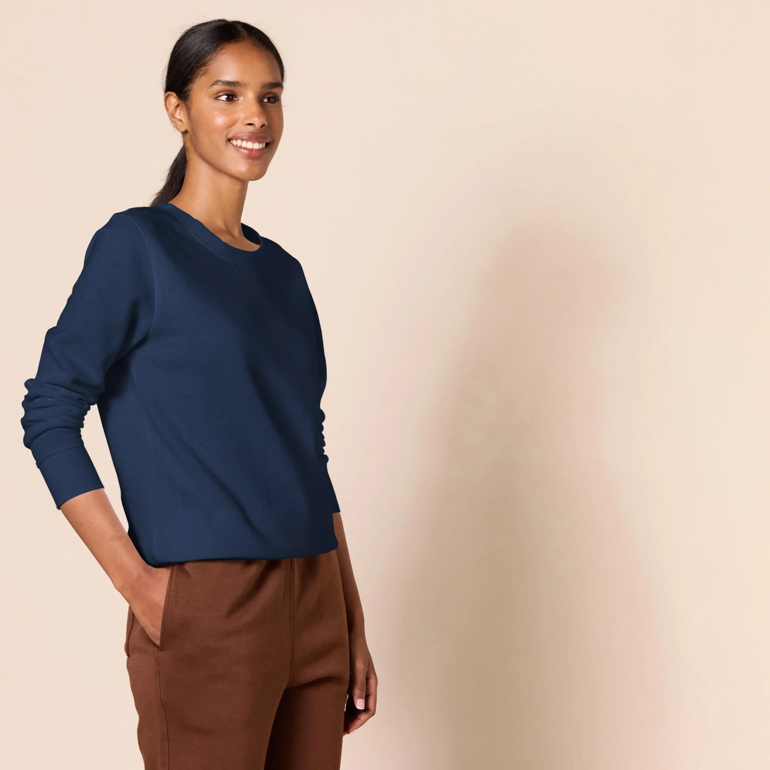 Amazon Essentials Felpa girocollo da donna in pile di spugna francese, Blu Navy, XL - immagine 3