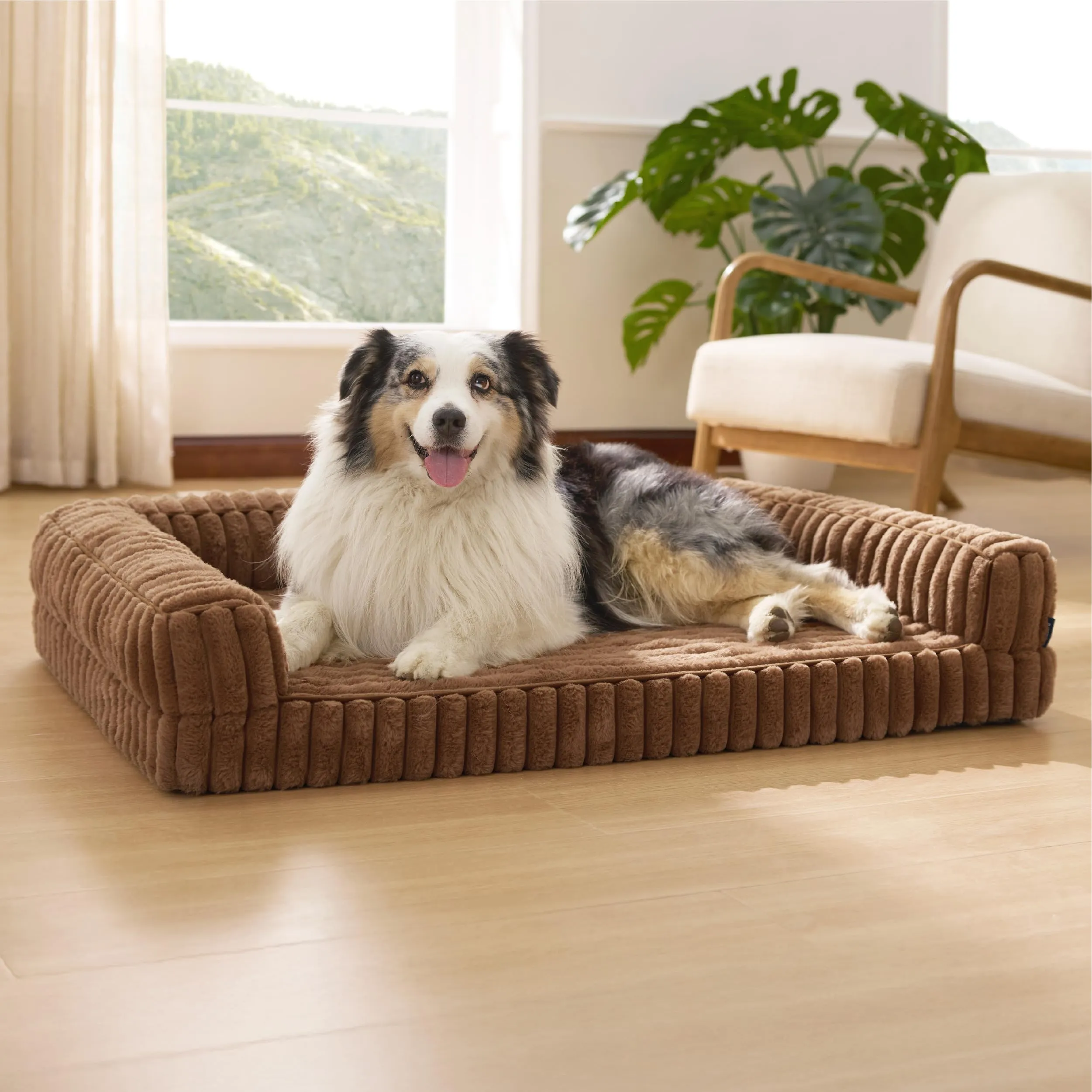 Bedsure Cuccia Ortopedica per Cani, 106x76cm, Marrone cammello - immagine 1