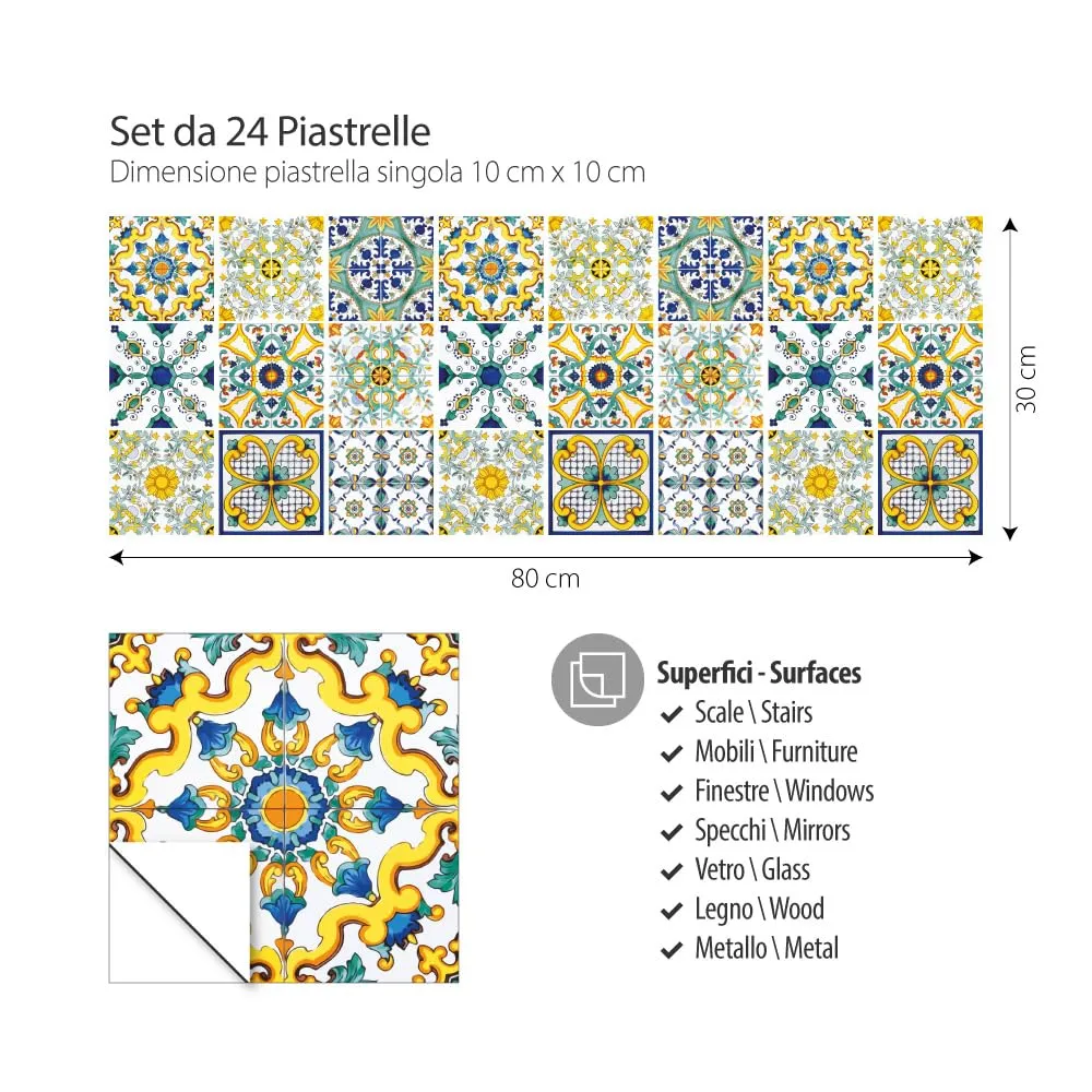 RE-COVERTILES Adesivi Piastrelle in PVC per Cucina e Bagno, 24 Pz 10x10 cm, PS00078 - immagine 6