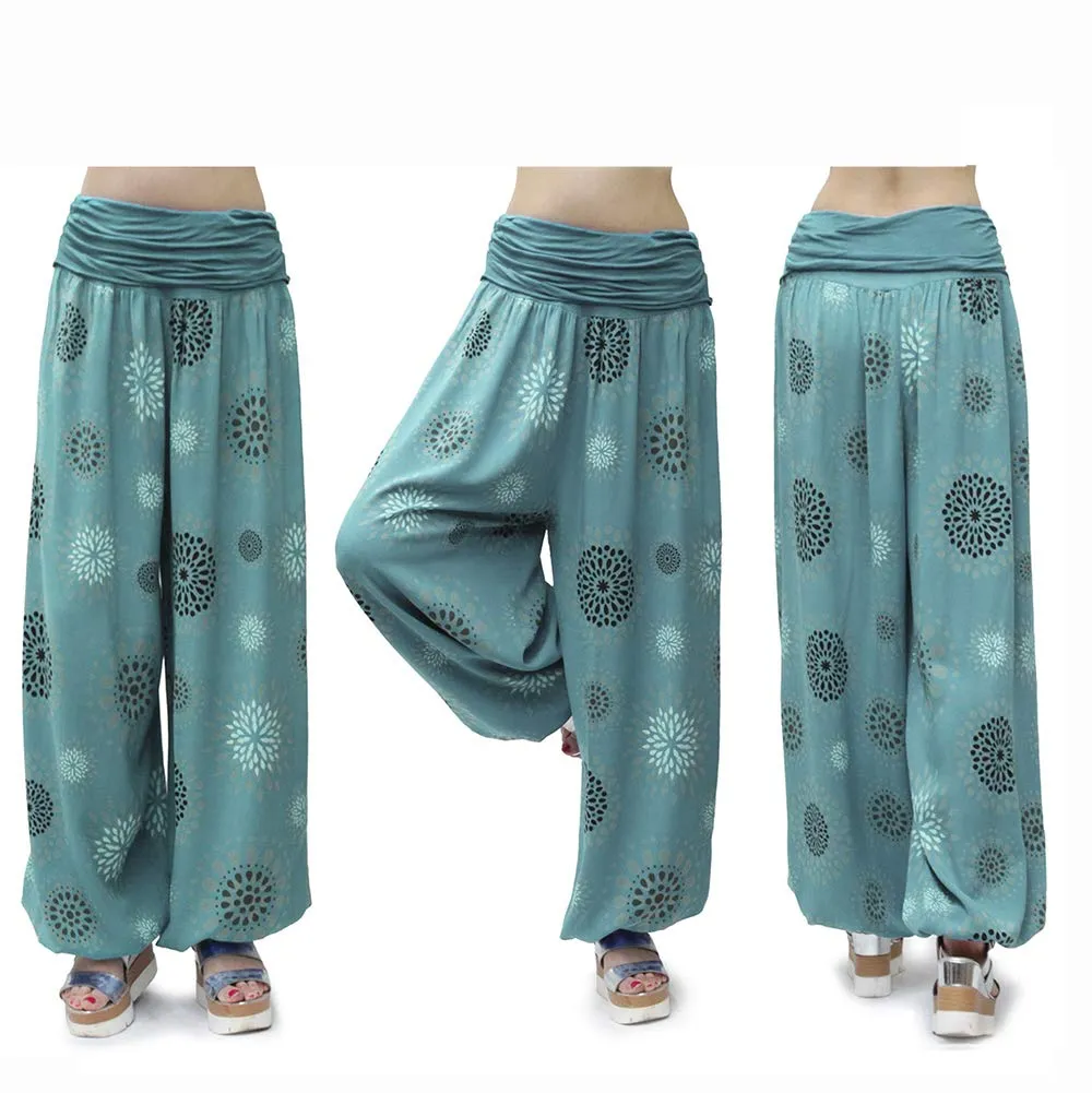 GLAMEXX24 Pantaloni Harem Donna Larga Casual per Yoga, Danza e Pilates con Tasche - immagine 7
