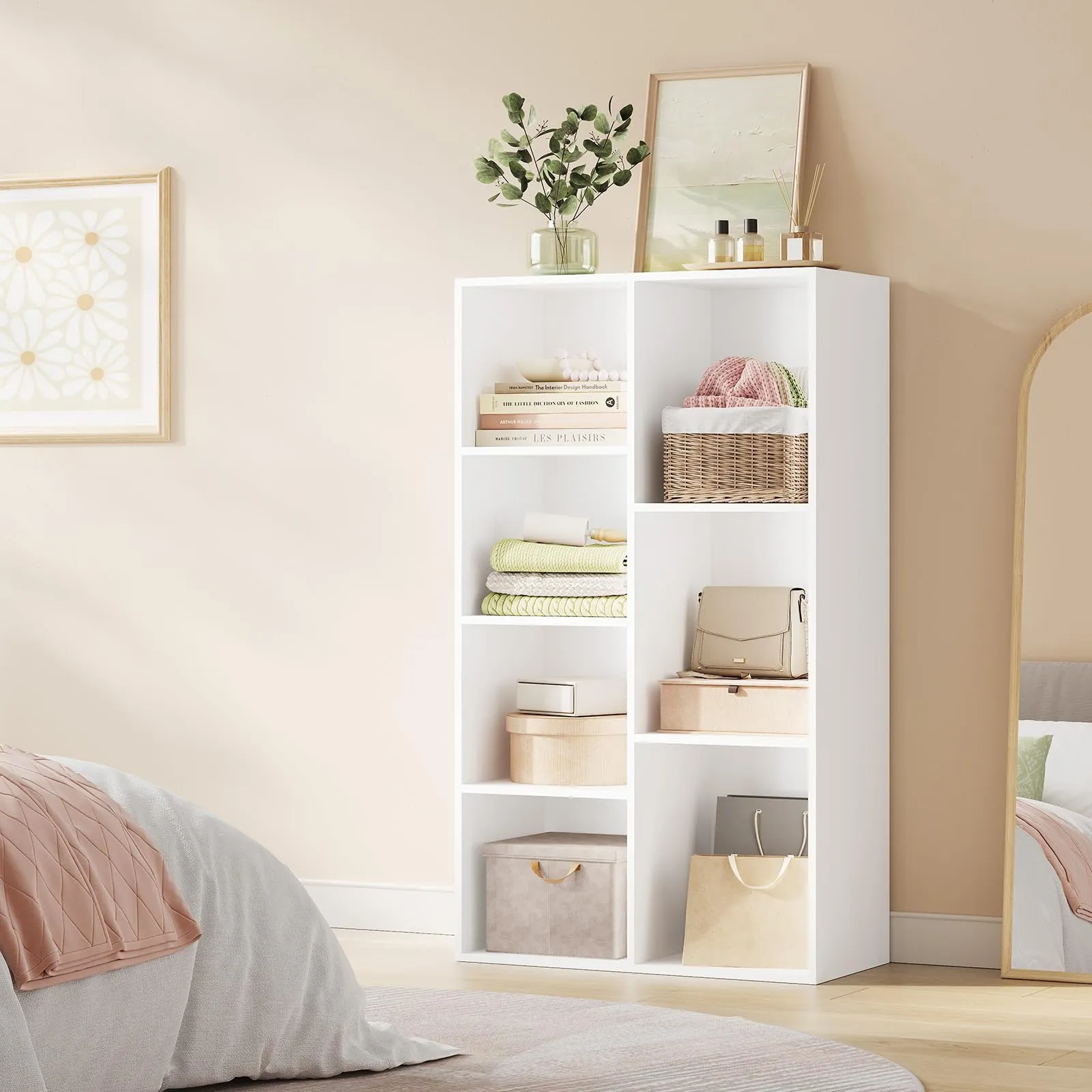 WOLTU Libreria Bianca con 7 Scomparti, Scaffale Moderno in Legno, 59,5x29,5x108 cm - immagine 7