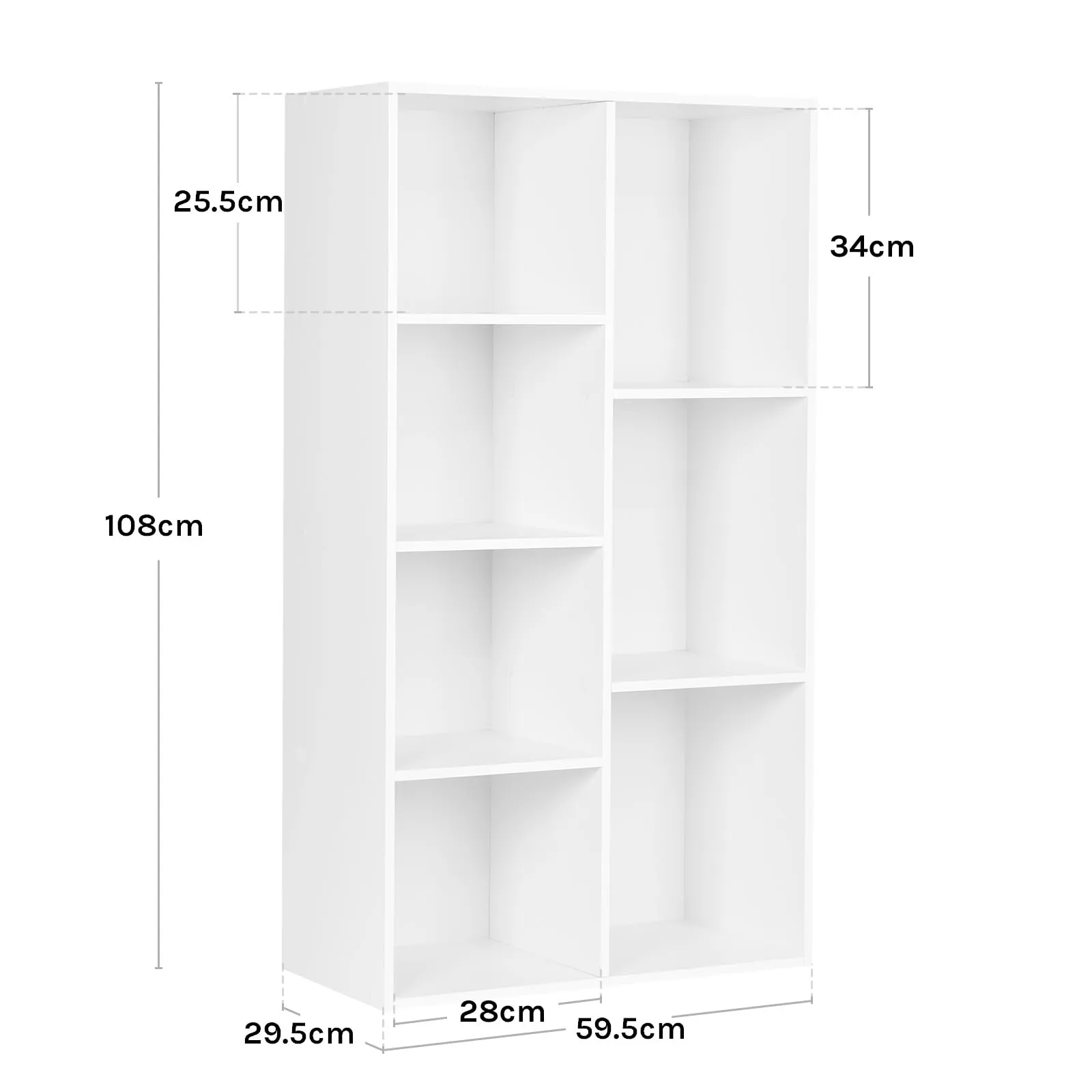 WOLTU Libreria Bianca con 7 Scomparti, Scaffale Moderno in Legno, 59,5x29,5x108 cm - immagine 9