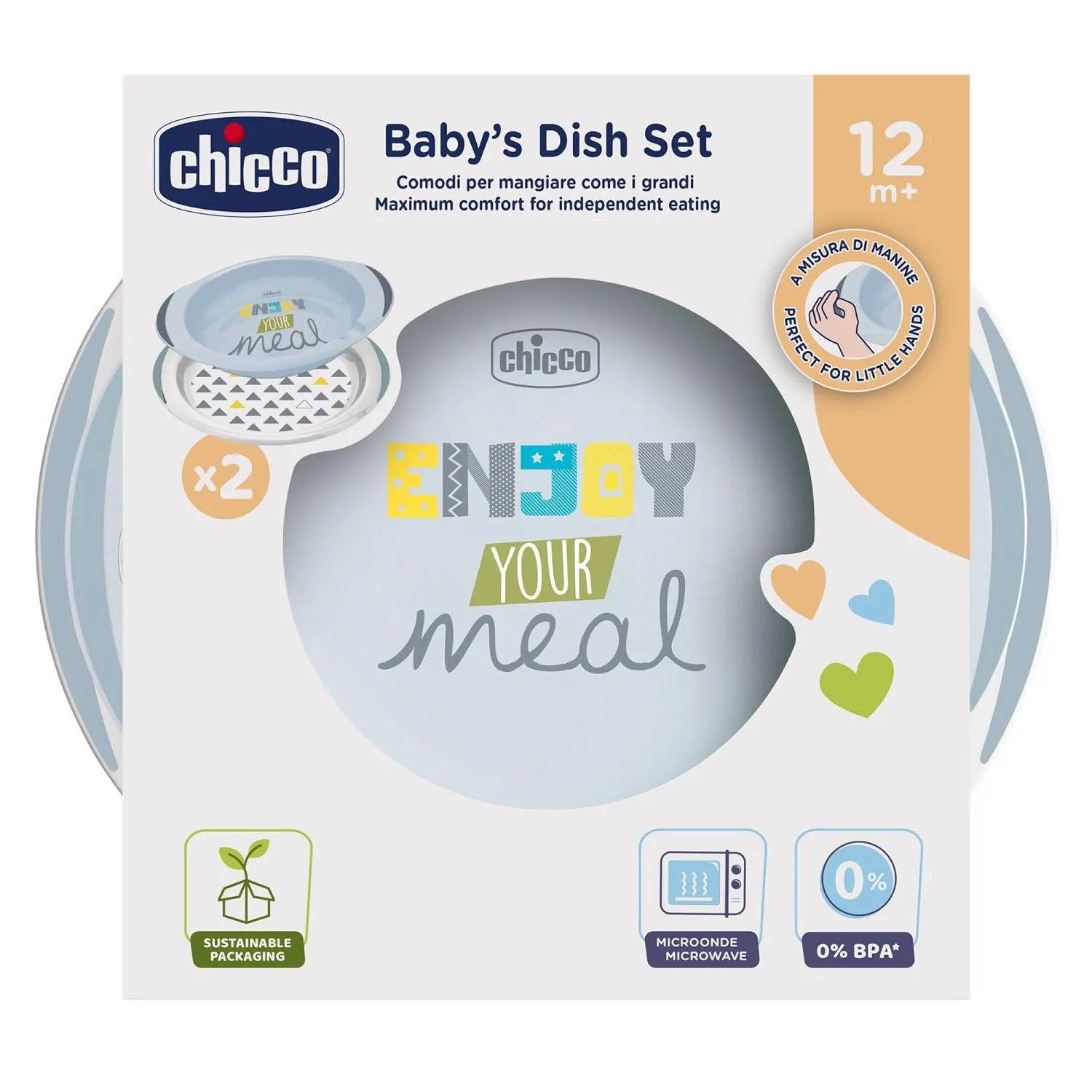 Chicco Set Piatti Bambini Svezzamento, Piatto Fondo e Piatto Piano, Base Antiscivolo, 2 Pezzi, 12+ Mesi, Neutro - immagine 5
