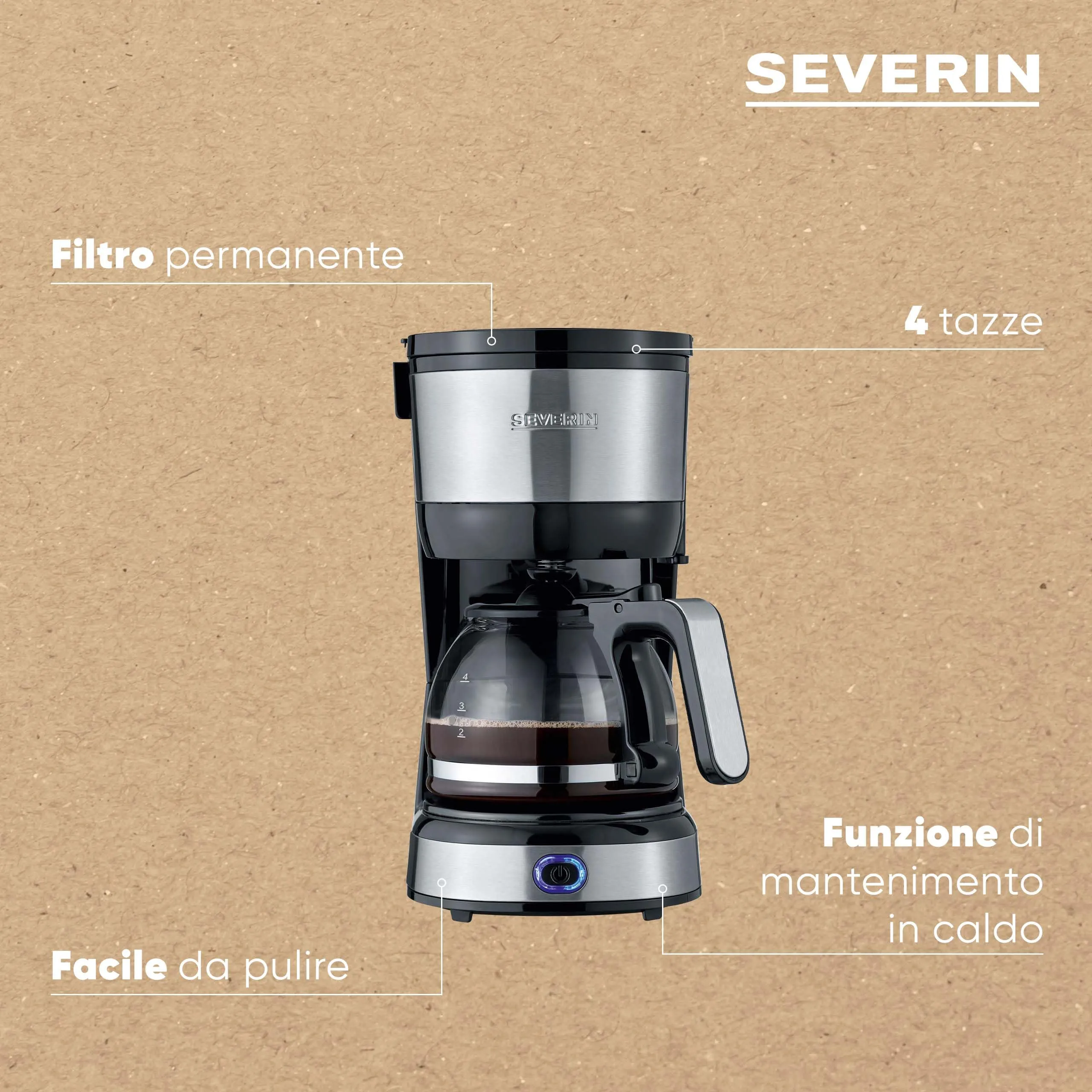 Severin Macchina Caffè Americano 0,5L 750W KA 4808 - immagine 4