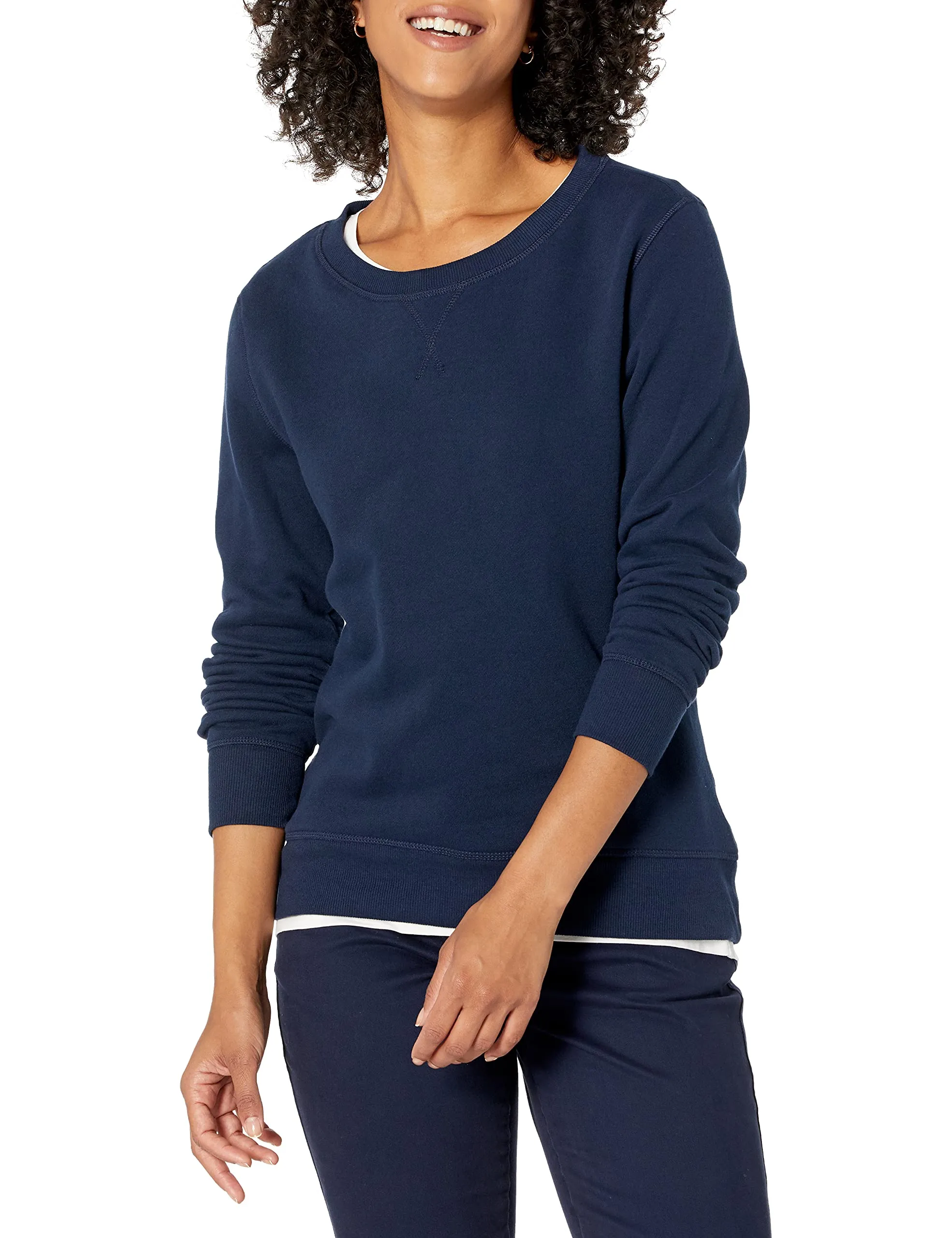 Amazon Essentials Felpa in Pile Girocollo Donna, Blu Marino, M - immagine 1