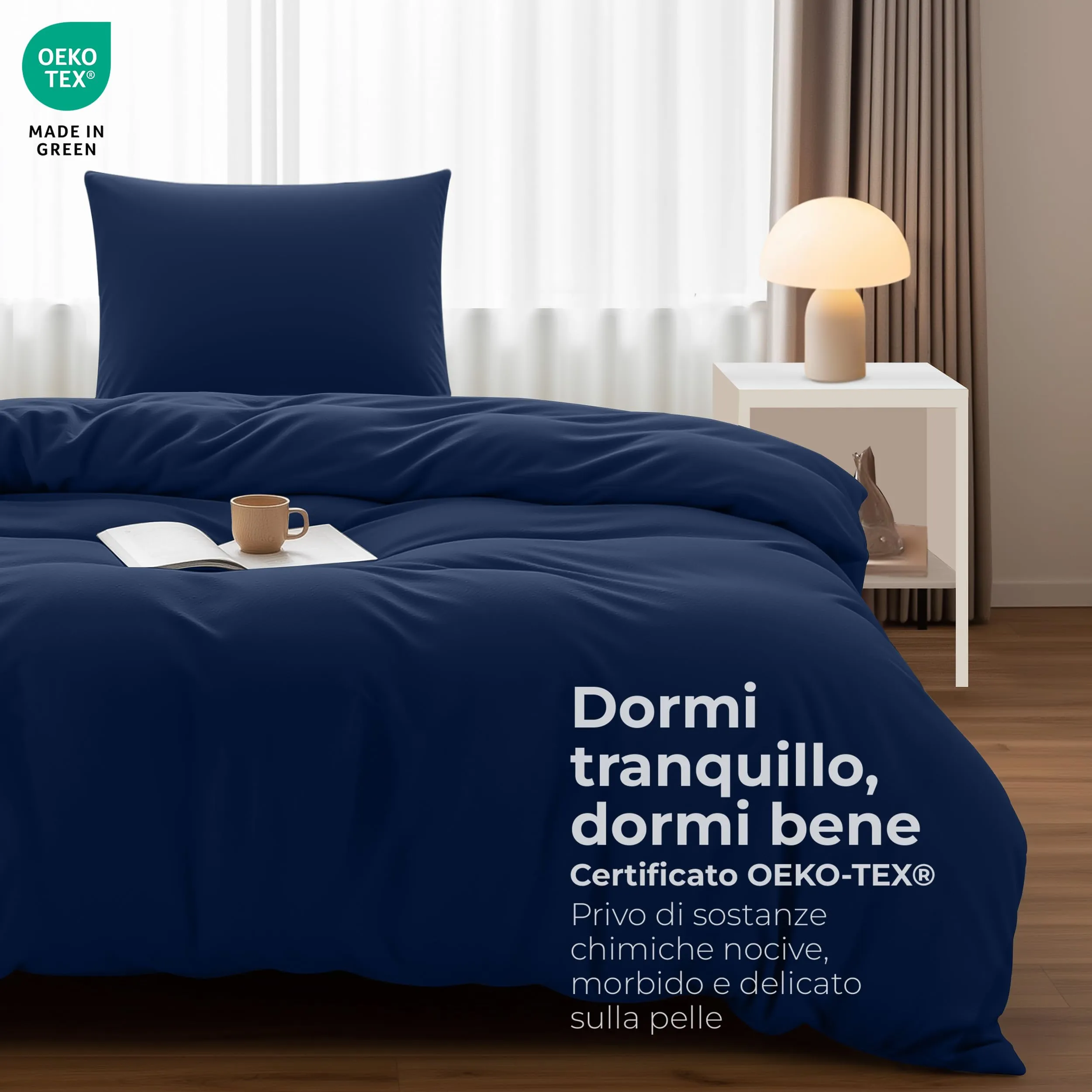 Utopia Bedding Set Copripiumino 135x200 cm e Federa 80x80 cm, Blu Navy - immagine 2
