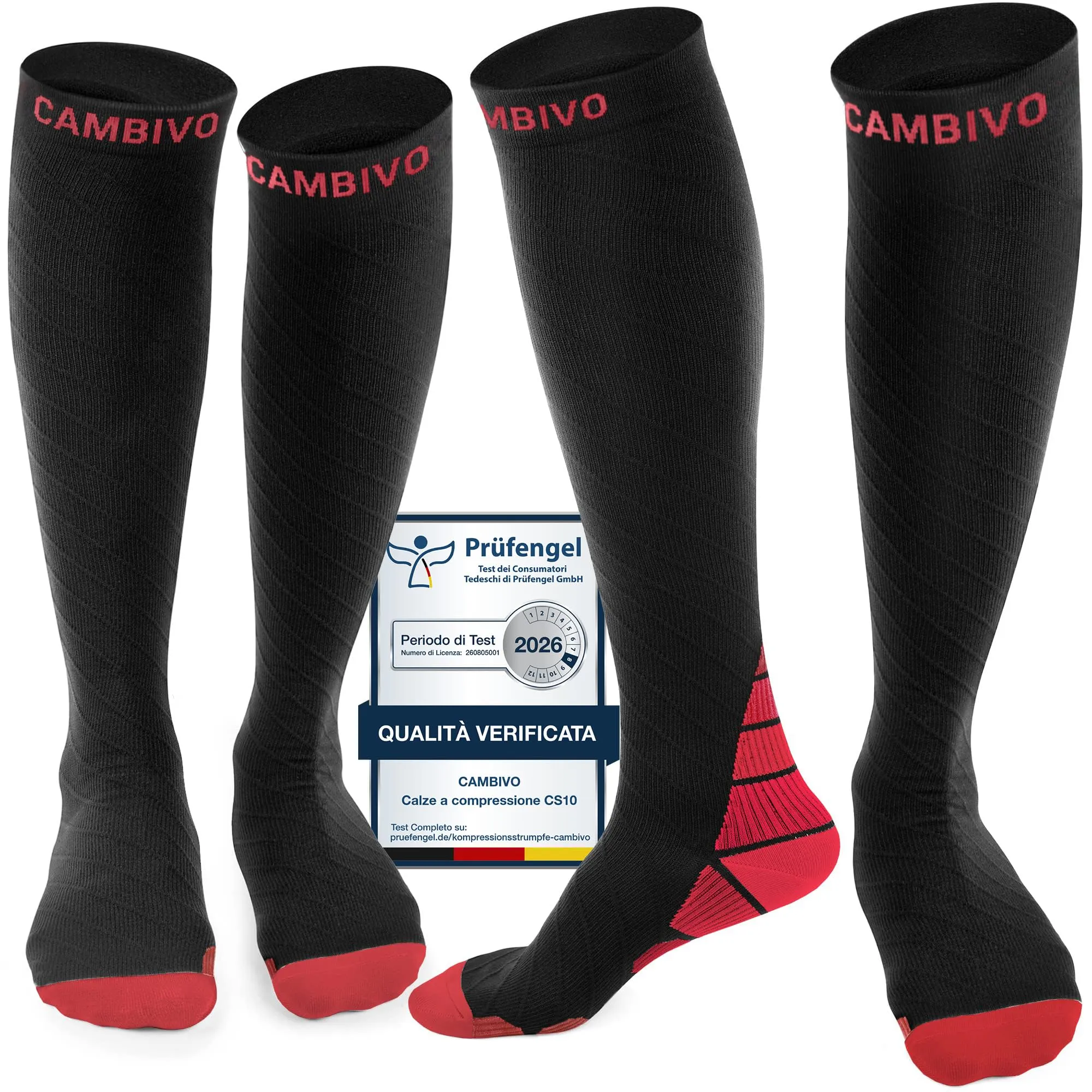 CAMBIVO Calze Compressione Graduata 20-30 mmHg, Antiscivolo, 2 Paia - immagine 1