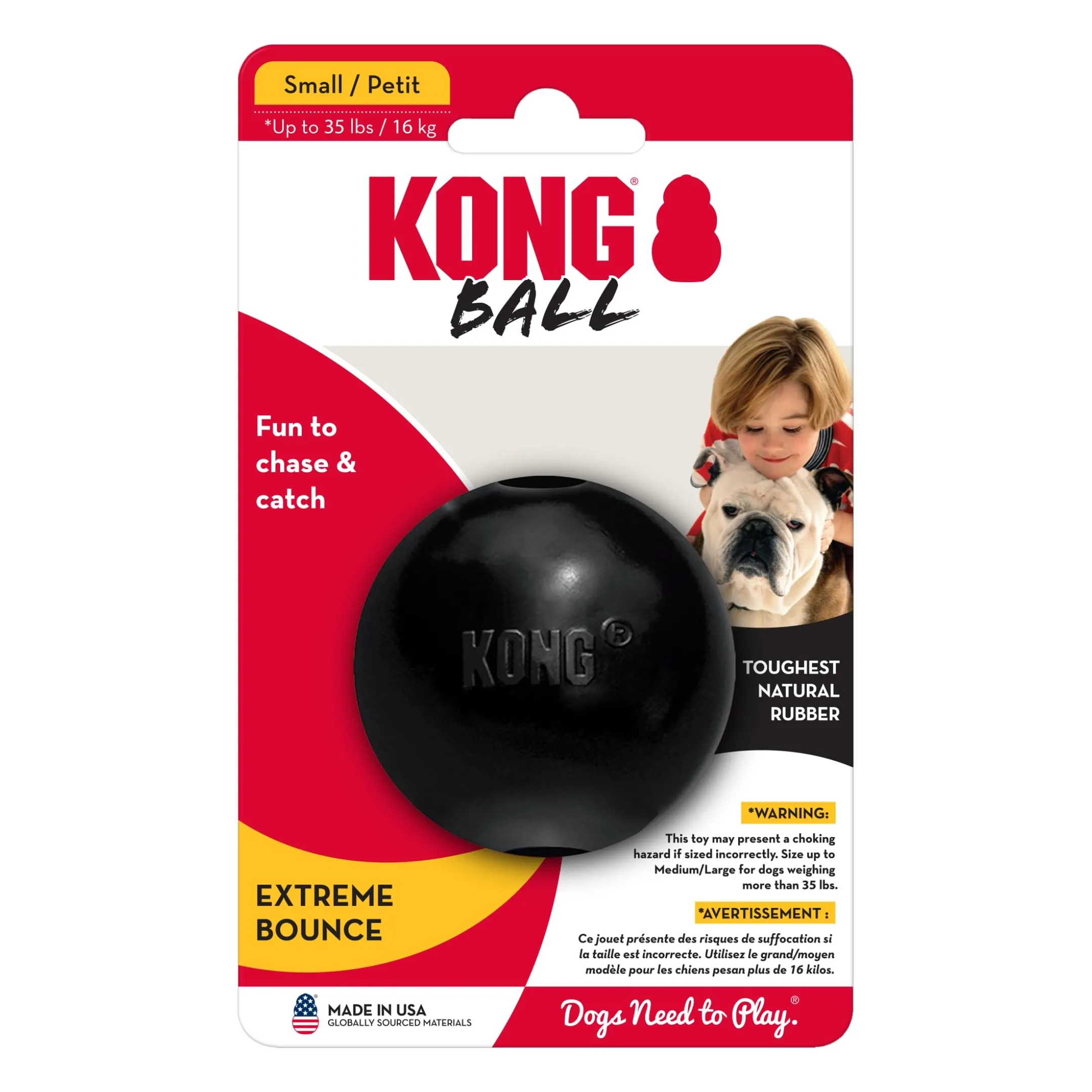 KONG Extreme Ball con Foro per Cani, Nero, Piccola - immagine 5