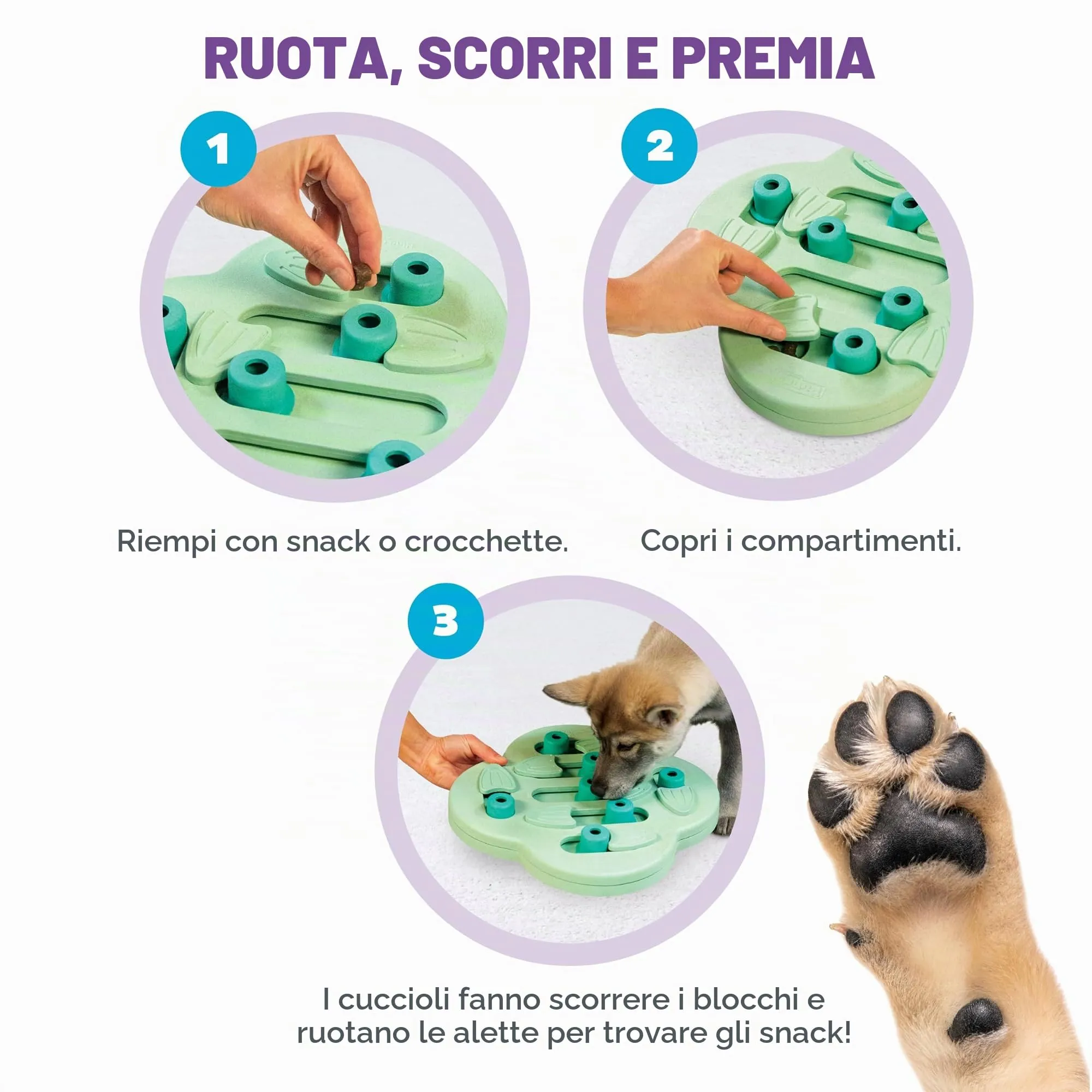 Outward Hound Nina Ottosson Puppy Hide n' Slide Gioco Interattivo per Cani Livello 2 - Verde - immagine 3