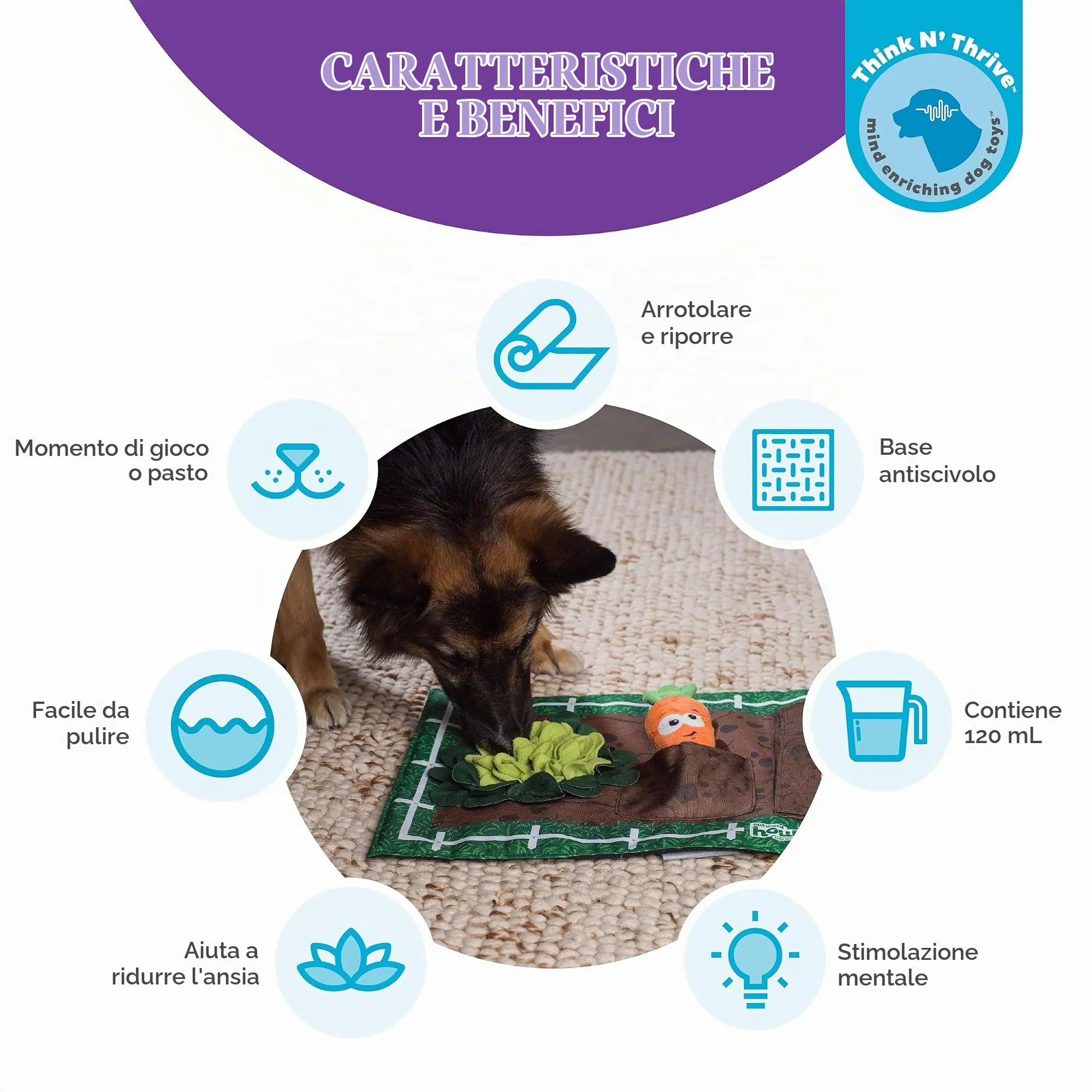 Outward Hound Nina Ottosson Activity Matz Garden Game Dog Puzzle Mat - immagine 2