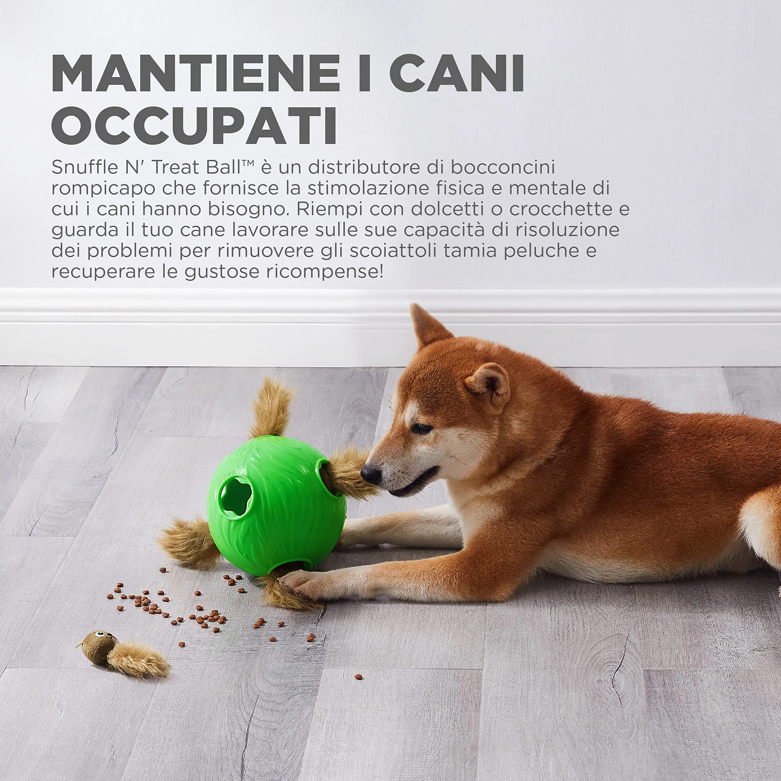 Outward Hound Nina Ottosson Dog Snuffle 'n Treat Ball, Green - immagine 2