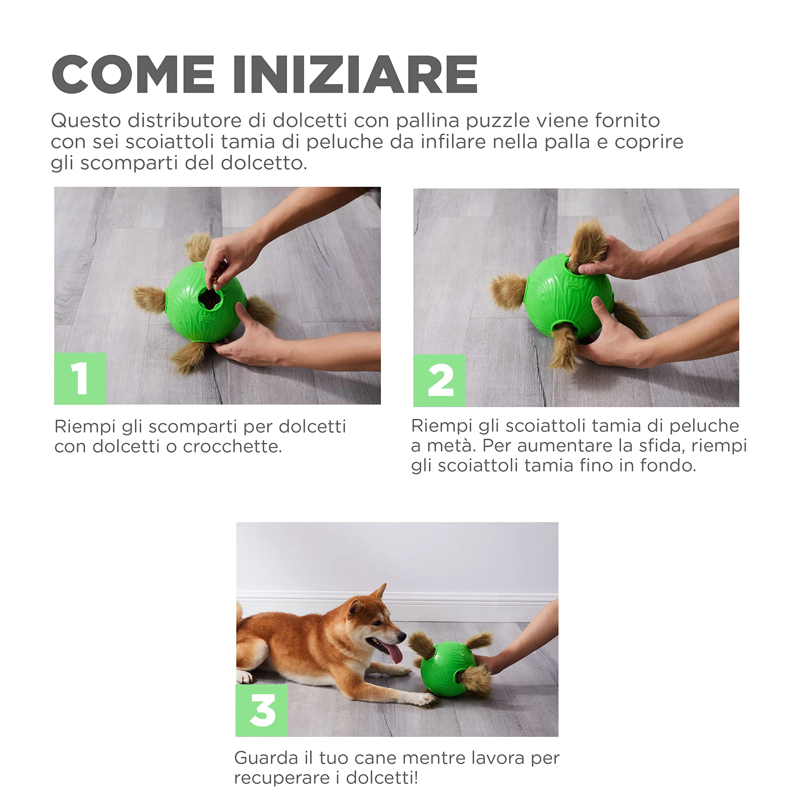 Outward Hound Nina Ottosson Dog Snuffle 'n Treat Ball, Green - immagine 3
