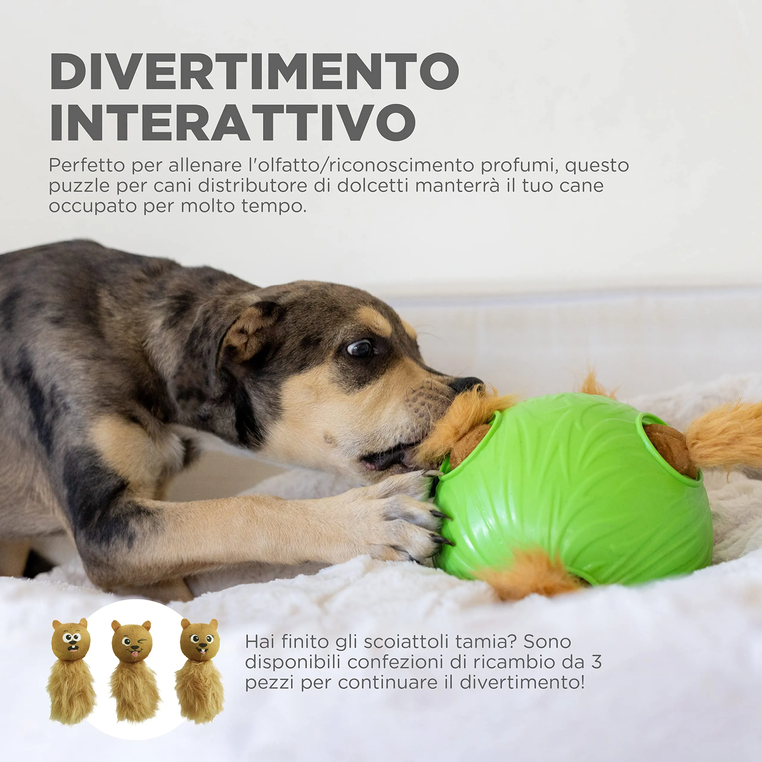 Outward Hound Nina Ottosson Dog Snuffle 'n Treat Ball, Green - immagine 4