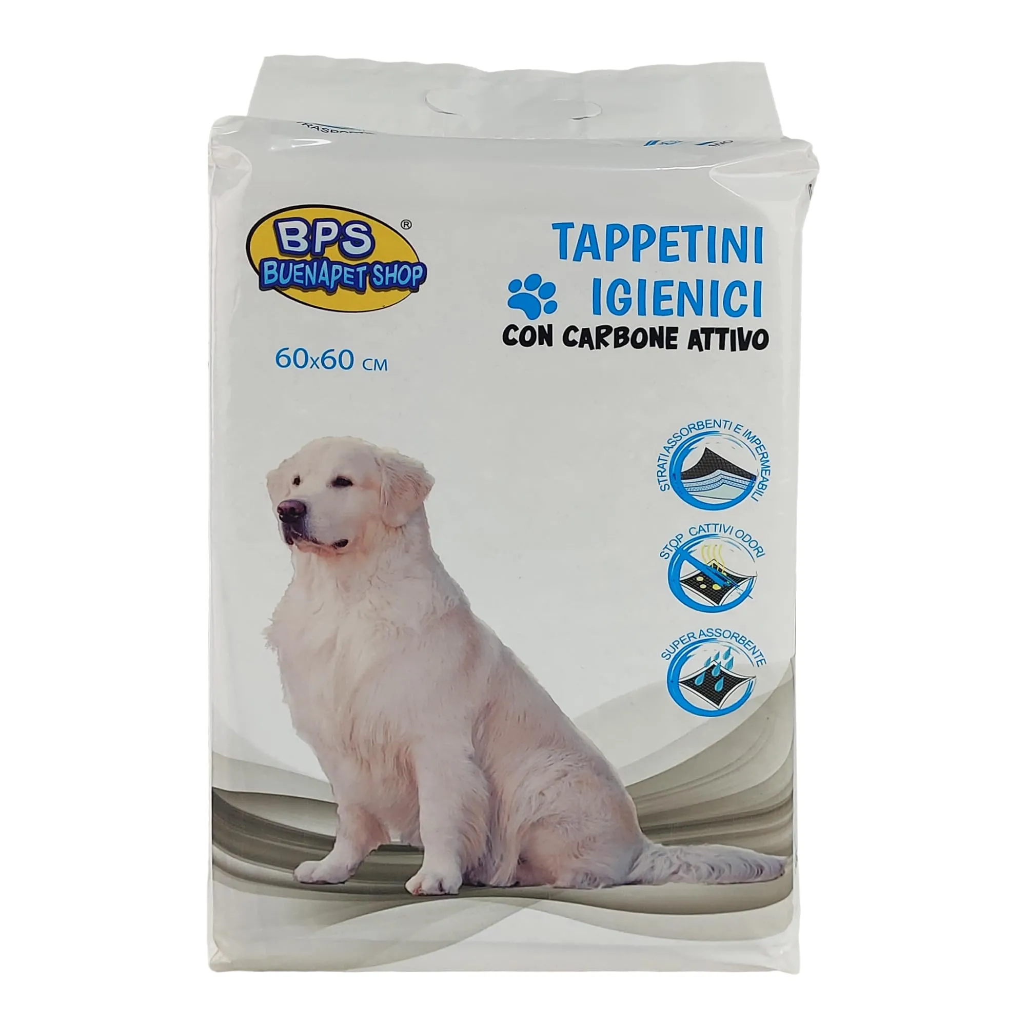 BPS Buena Pet Shop Tappetino Igienico Assorbente per Cani con Carboni Attivi, 60x60cm, 100 Pezzi - immagine 2