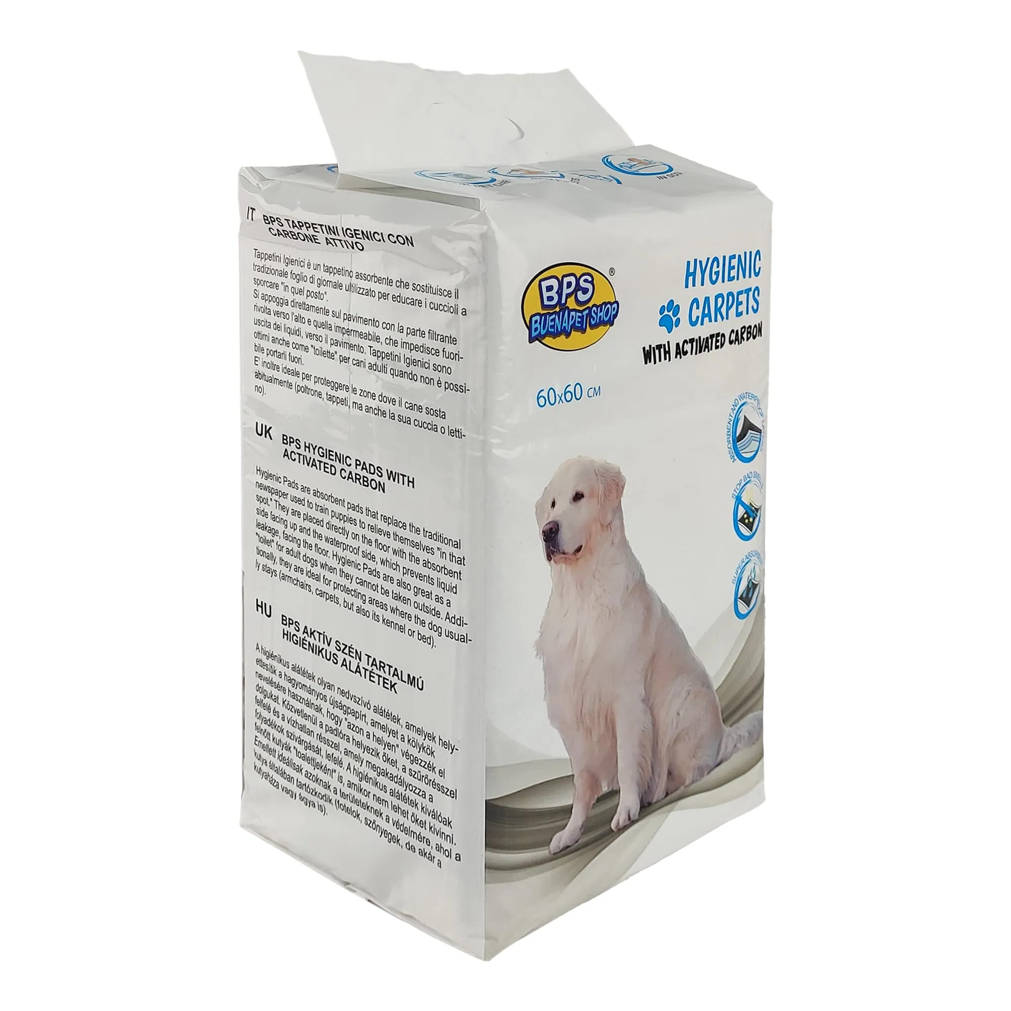 BPS Buena Pet Shop Tappetino Igienico Assorbente per Cani con Carboni Attivi, 60x60cm, 100 Pezzi - immagine 3