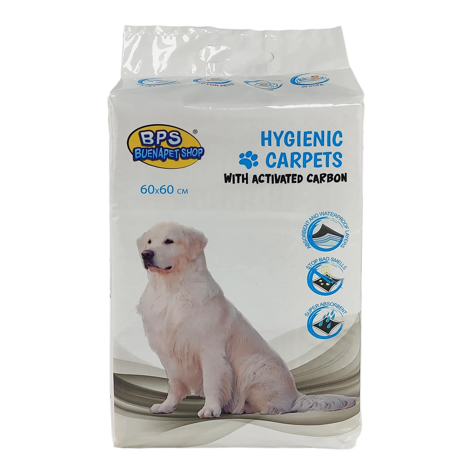 BPS Buena Pet Shop Tappetino Igienico Assorbente per Cani con Carboni Attivi, 60x60cm, 100 Pezzi - immagine 4