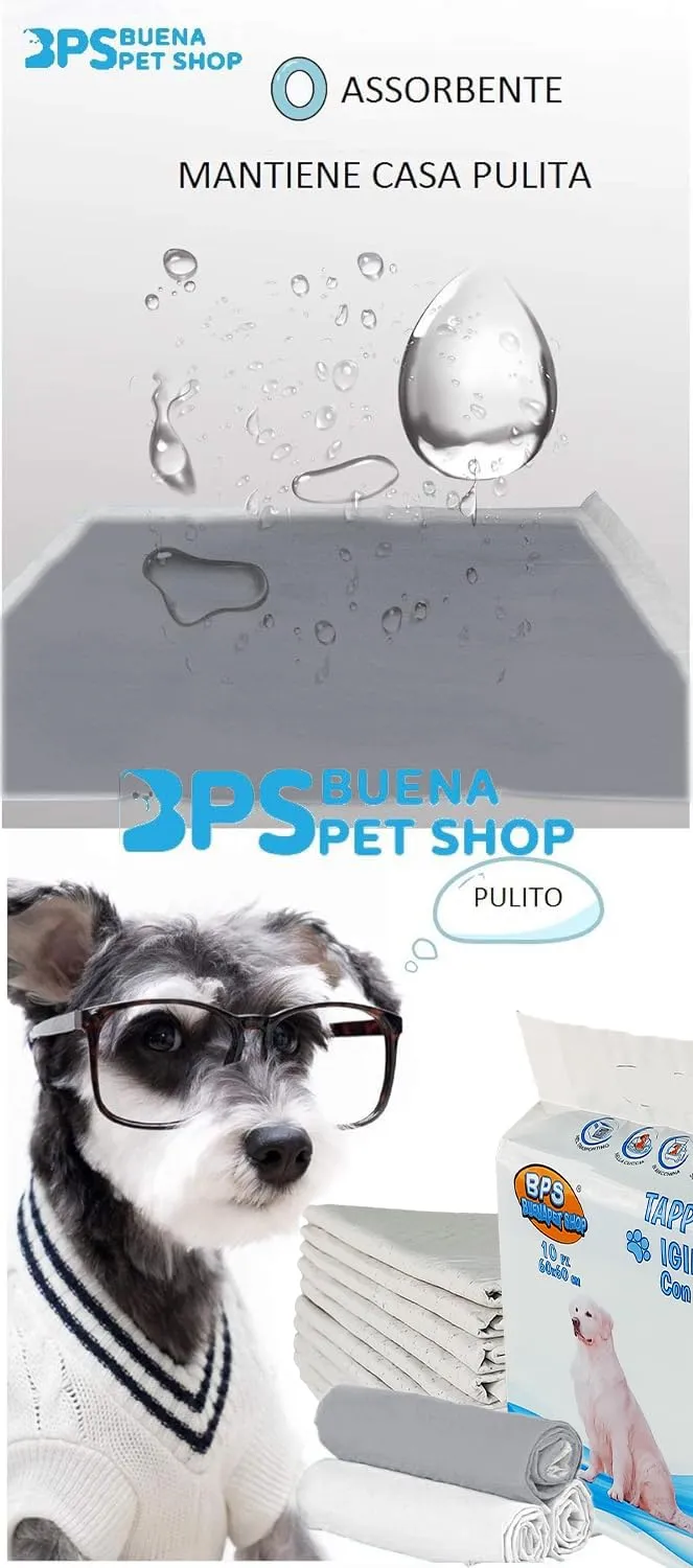 BPS Buena Pet Shop Tappetino Igienico Assorbente per Cani con Carboni Attivi, 60x60cm, 100 Pezzi - immagine 7
