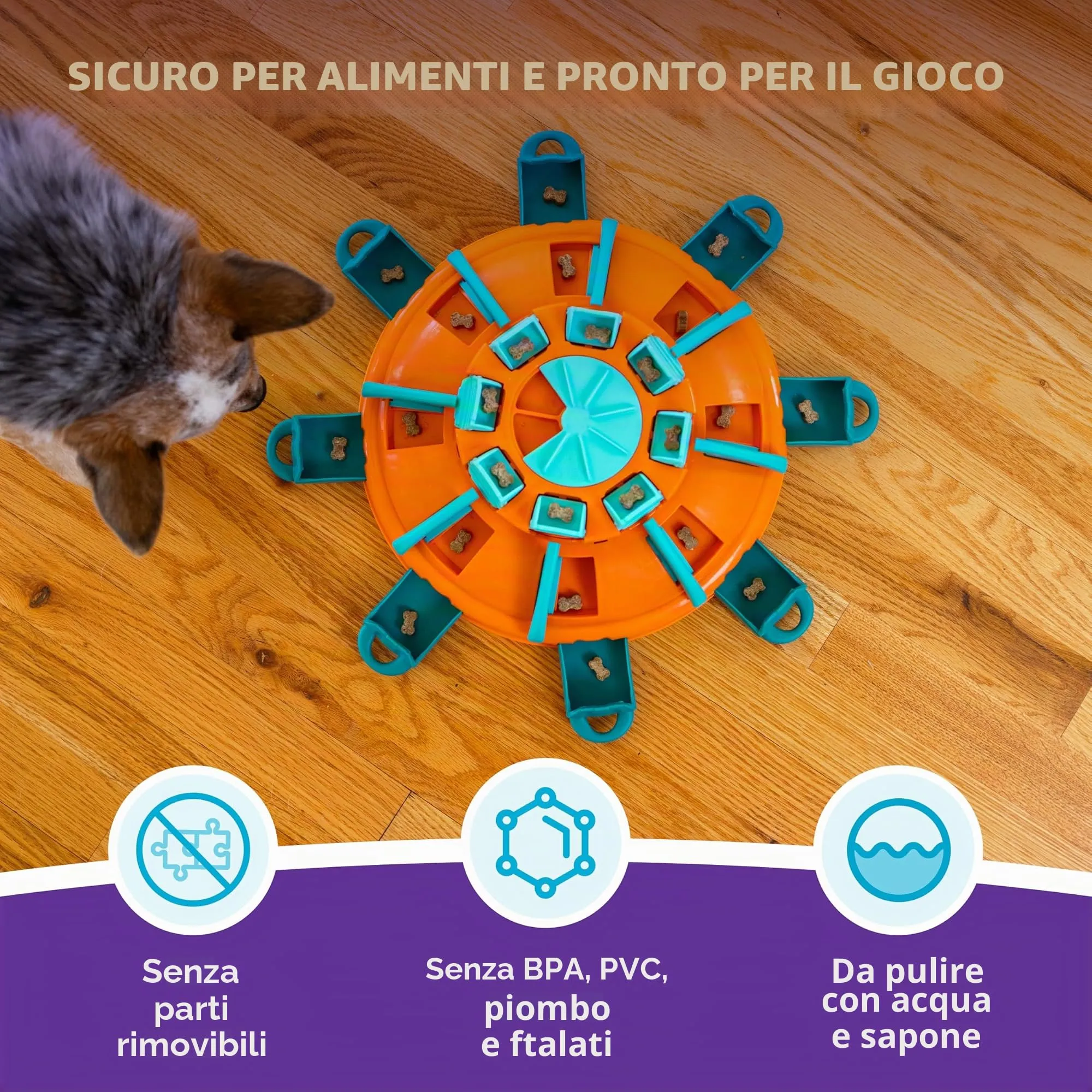 Outward Hound by Nina Ottosson Tower of Treats Dog Puzzle, Level 4 Expert, Orange - immagine 5