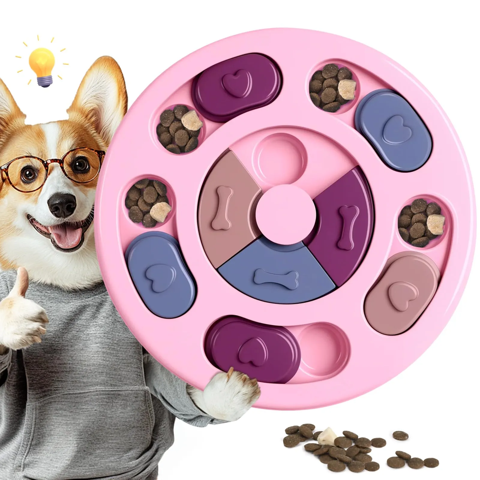 TRIGRAND Gioco Interattivo Puzzle per Cani e Cuccioli, Addestramento QI e Slow Feeder, Rosa - immagine 1