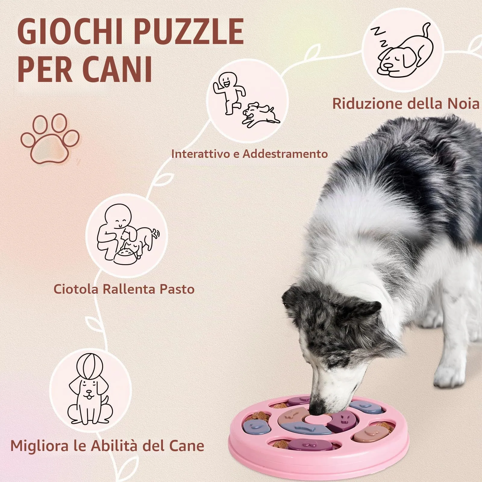 TRIGRAND Gioco Interattivo Puzzle per Cani e Cuccioli, Addestramento QI e Slow Feeder, Rosa - immagine 2