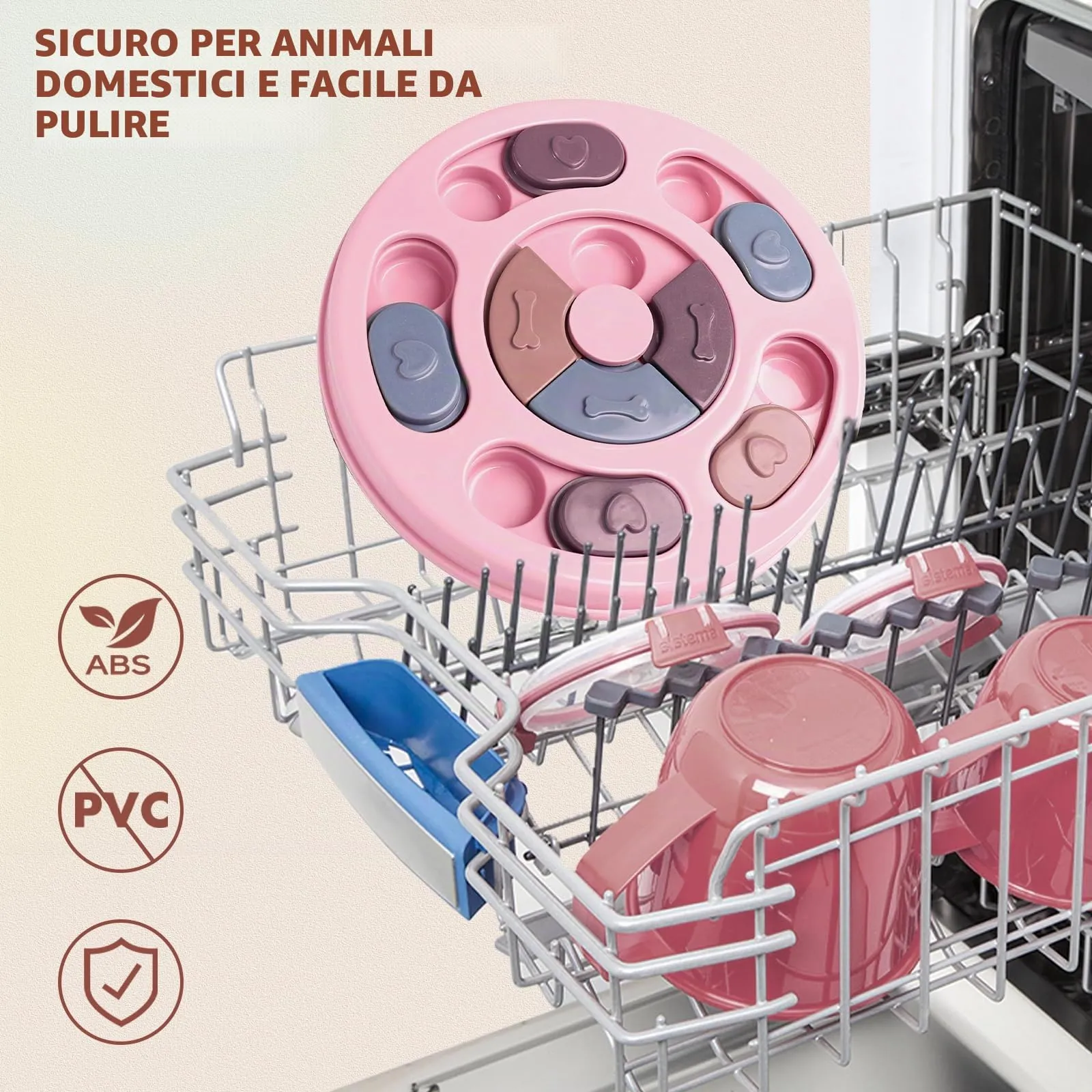 TRIGRAND Gioco Interattivo Puzzle per Cani e Cuccioli, Addestramento QI e Slow Feeder, Rosa - immagine 5