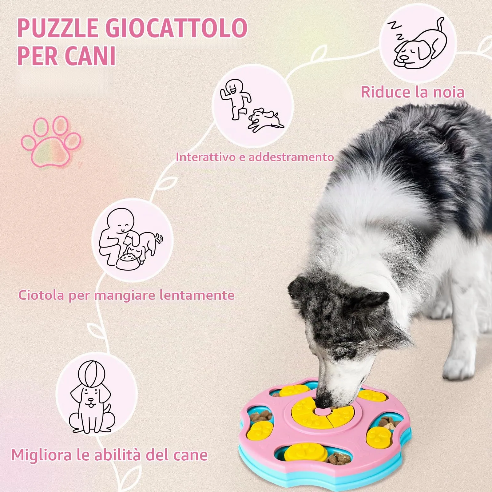 TRIGRAND Giocattolo Interattivo per Cani, Puzzle per Addestramento del QI e Snack, Giallo - immagine 2