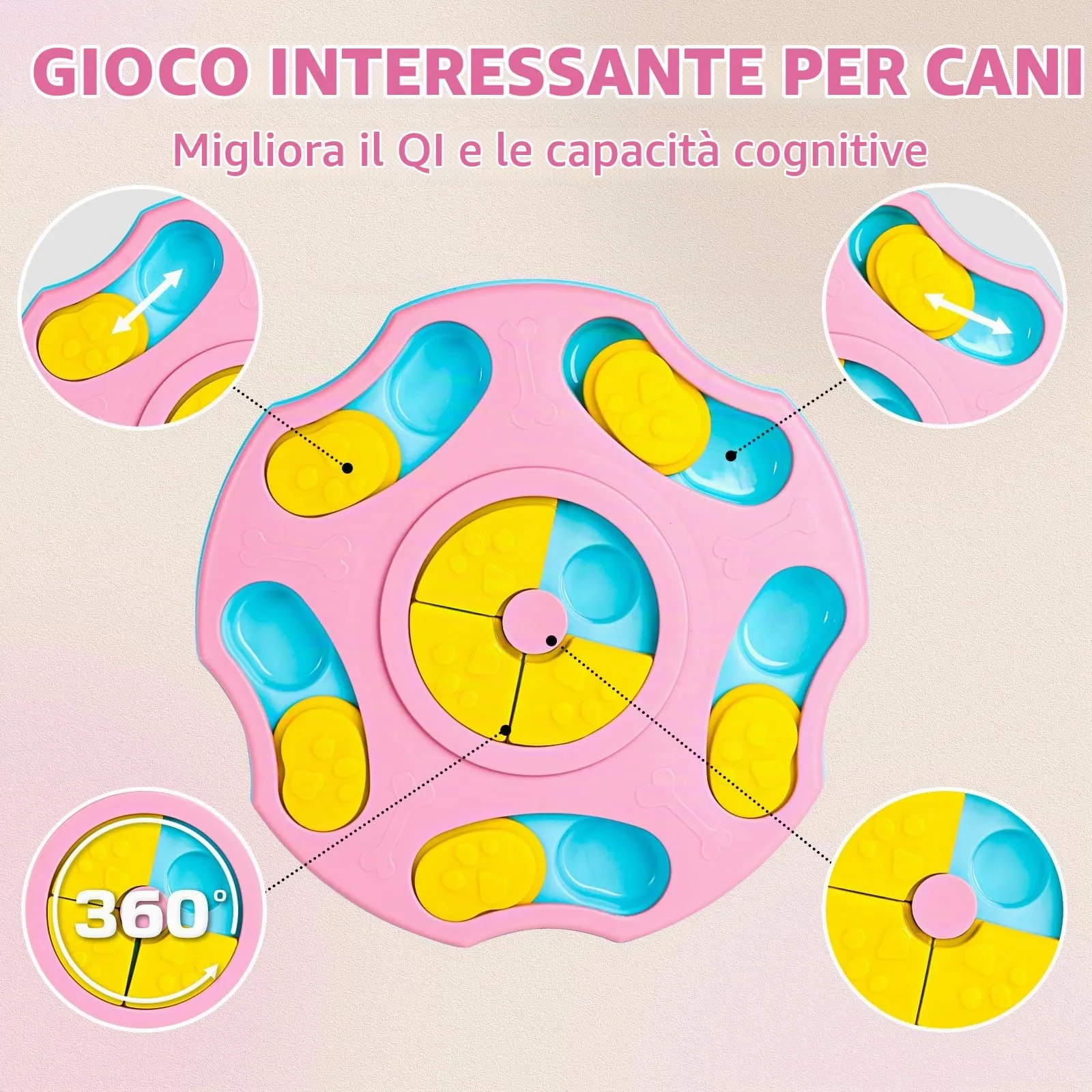 TRIGRAND Giocattolo Interattivo per Cani, Puzzle per Addestramento del QI e Snack, Giallo - immagine 3