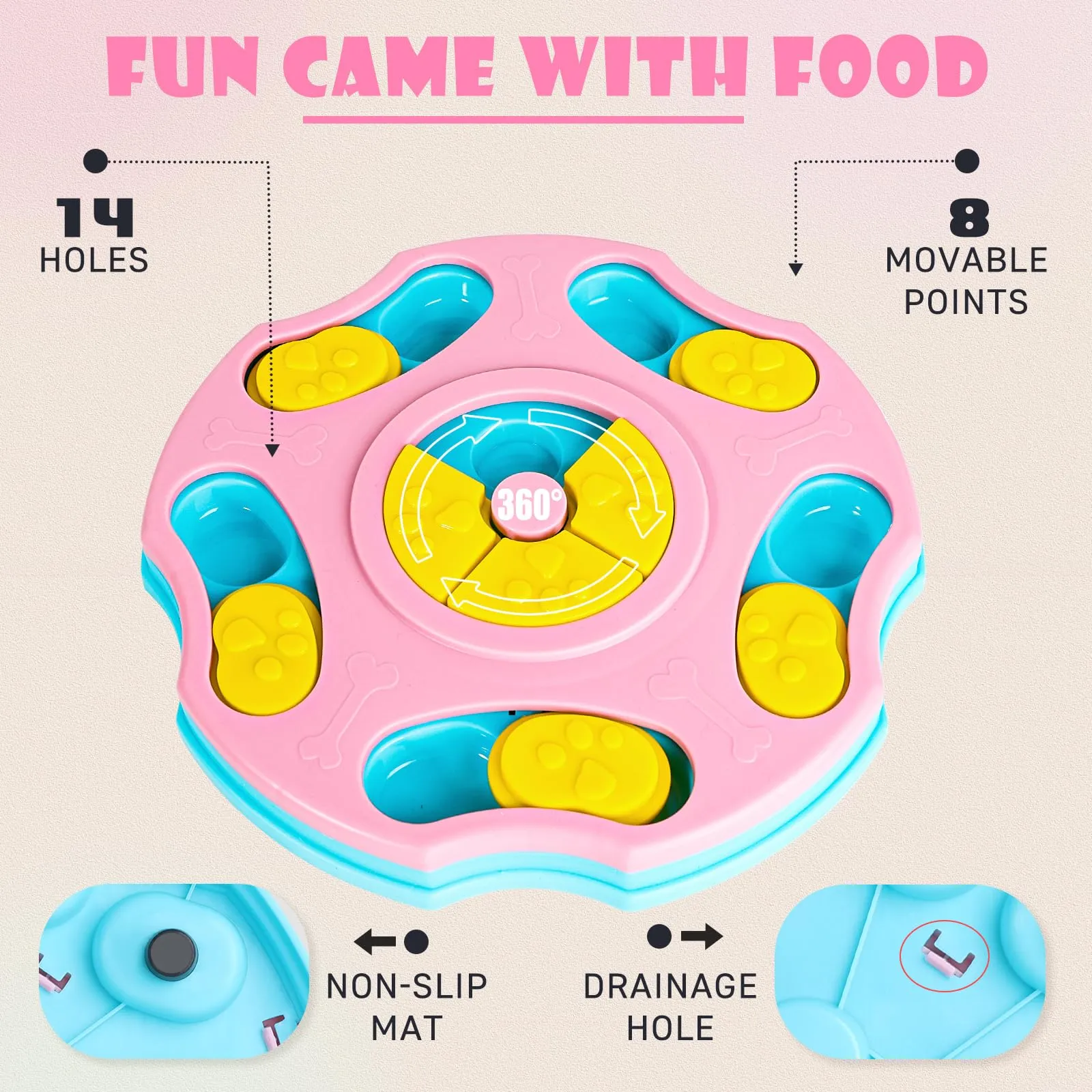 TRIGRAND Giocattolo Interattivo per Cani, Puzzle per Addestramento del QI e Snack, Giallo - immagine 4