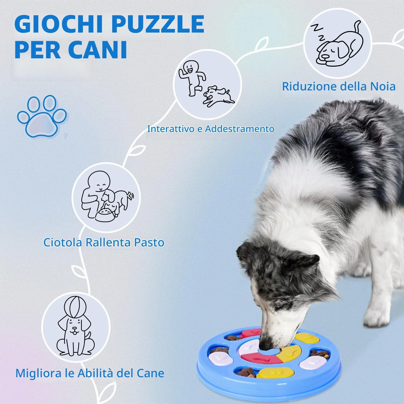 TRIGRAND Giocattolo Interattivo Puzzle per Cani e Cuccioli, Addestramento QI e Slow Feeder, Azzurro Cielo - immagine 2