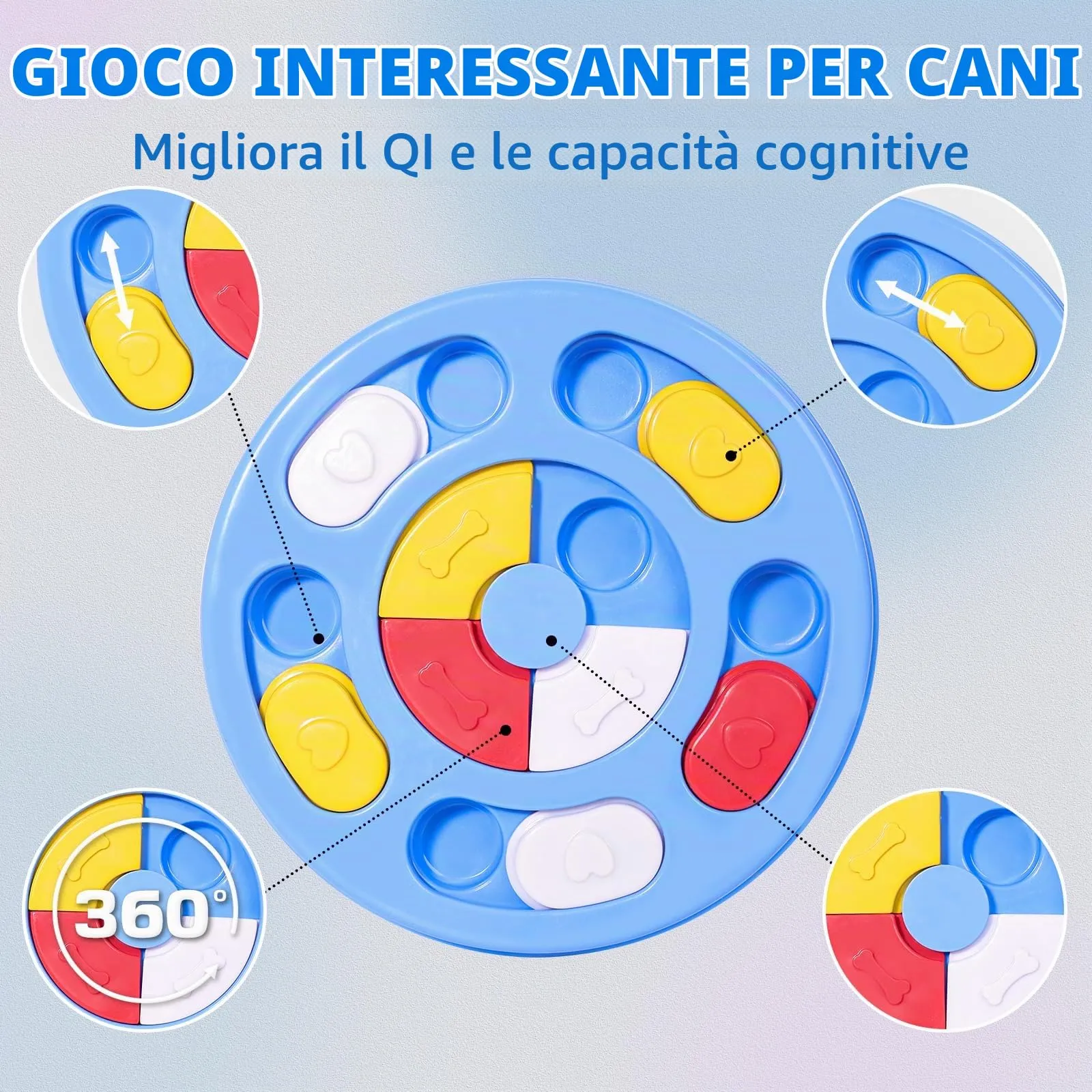 TRIGRAND Giocattolo Interattivo Puzzle per Cani e Cuccioli, Addestramento QI e Slow Feeder, Azzurro Cielo - immagine 3
