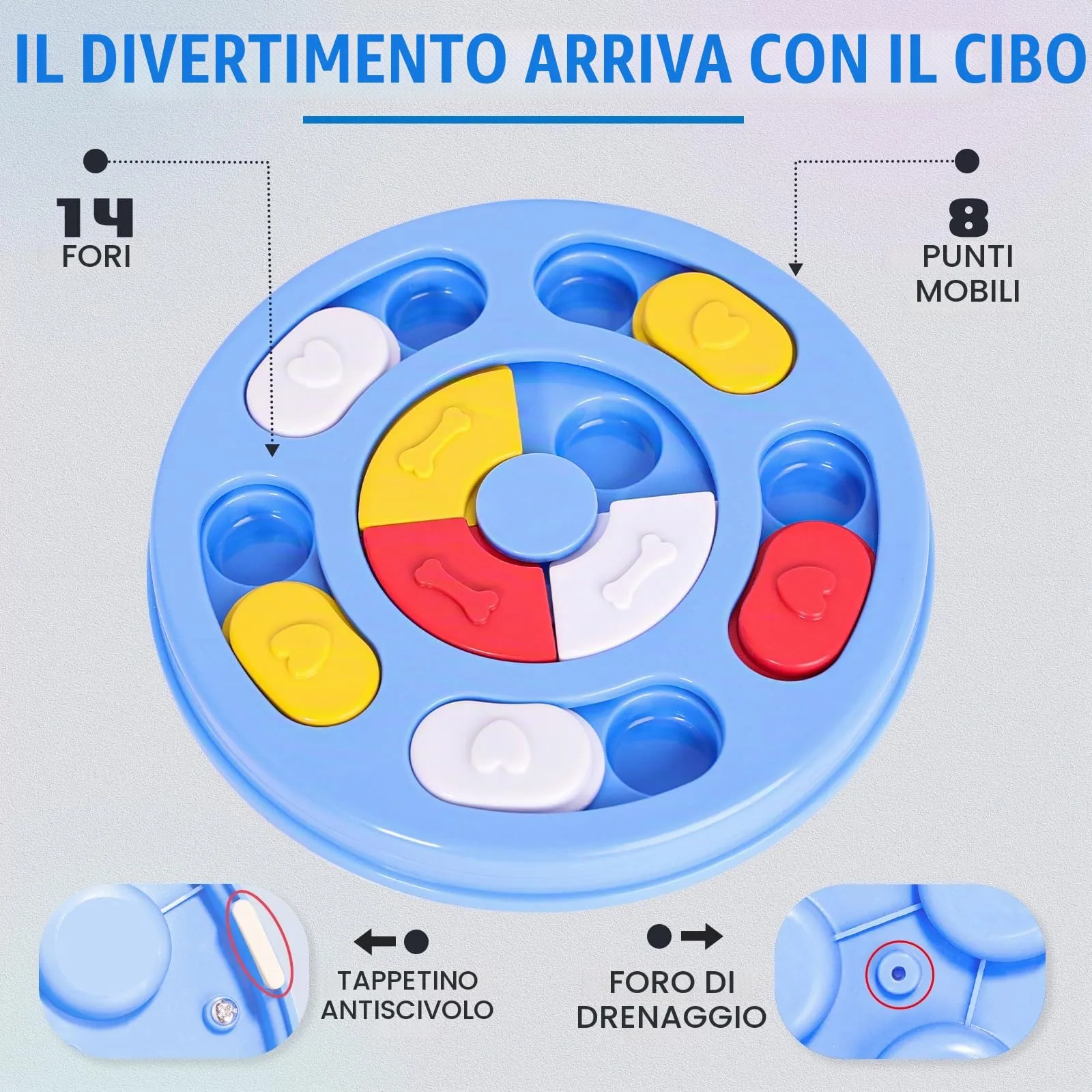 TRIGRAND Giocattolo Interattivo Puzzle per Cani e Cuccioli, Addestramento QI e Slow Feeder, Azzurro Cielo - immagine 4