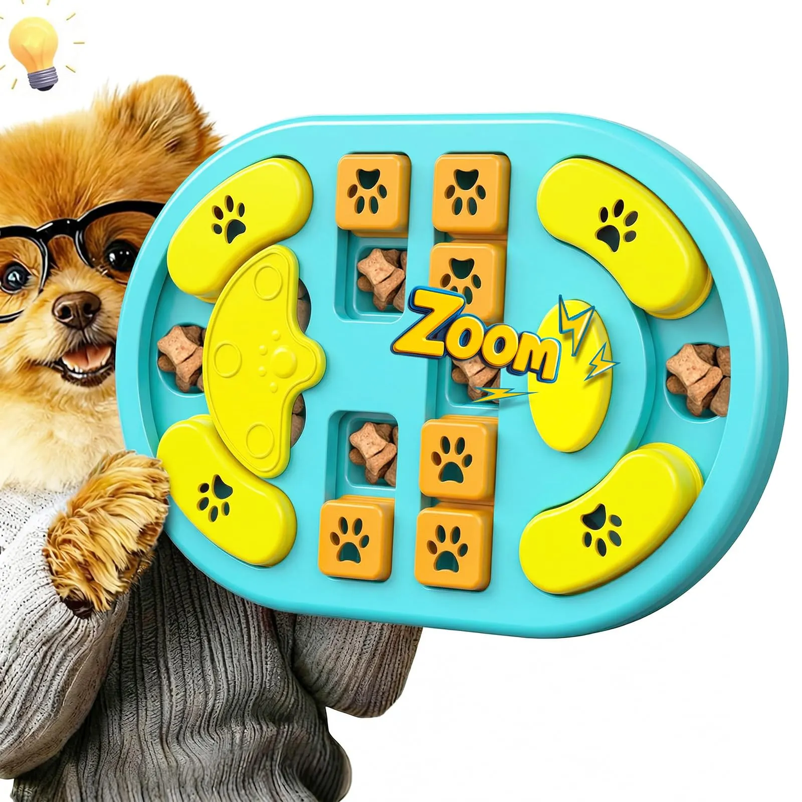 TRIGRAND Gioco di Intelligenza Slow Feeder con Chirrido per Cani, Verde & Arancione - immagine 1