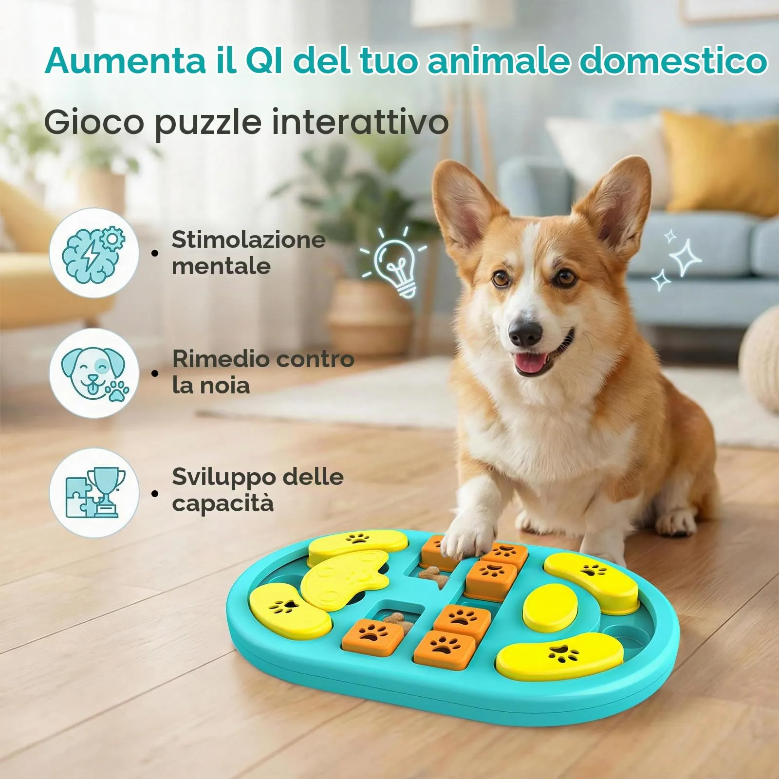 TRIGRAND Gioco di Intelligenza Slow Feeder con Chirrido per Cani, Verde & Arancione - immagine 2