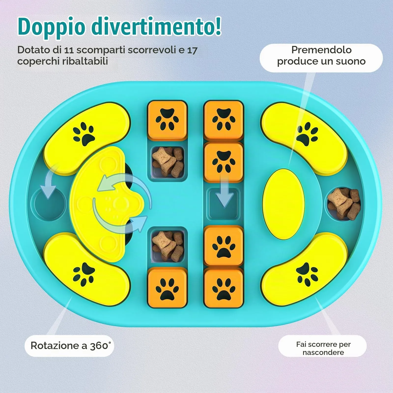 TRIGRAND Gioco di Intelligenza Slow Feeder con Chirrido per Cani, Verde & Arancione - immagine 3