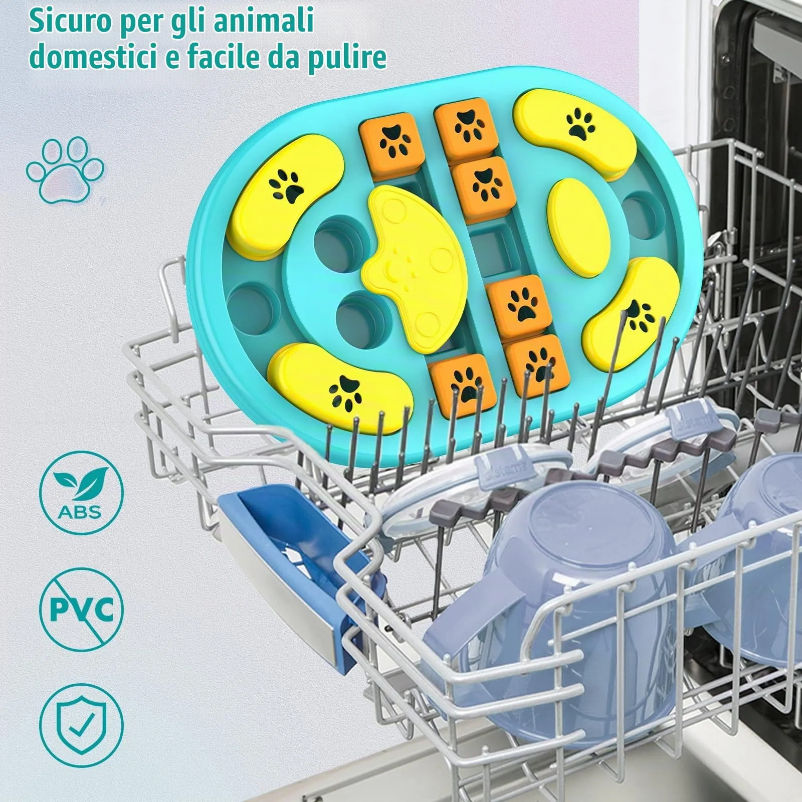 TRIGRAND Gioco di Intelligenza Slow Feeder con Chirrido per Cani, Verde & Arancione - immagine 4