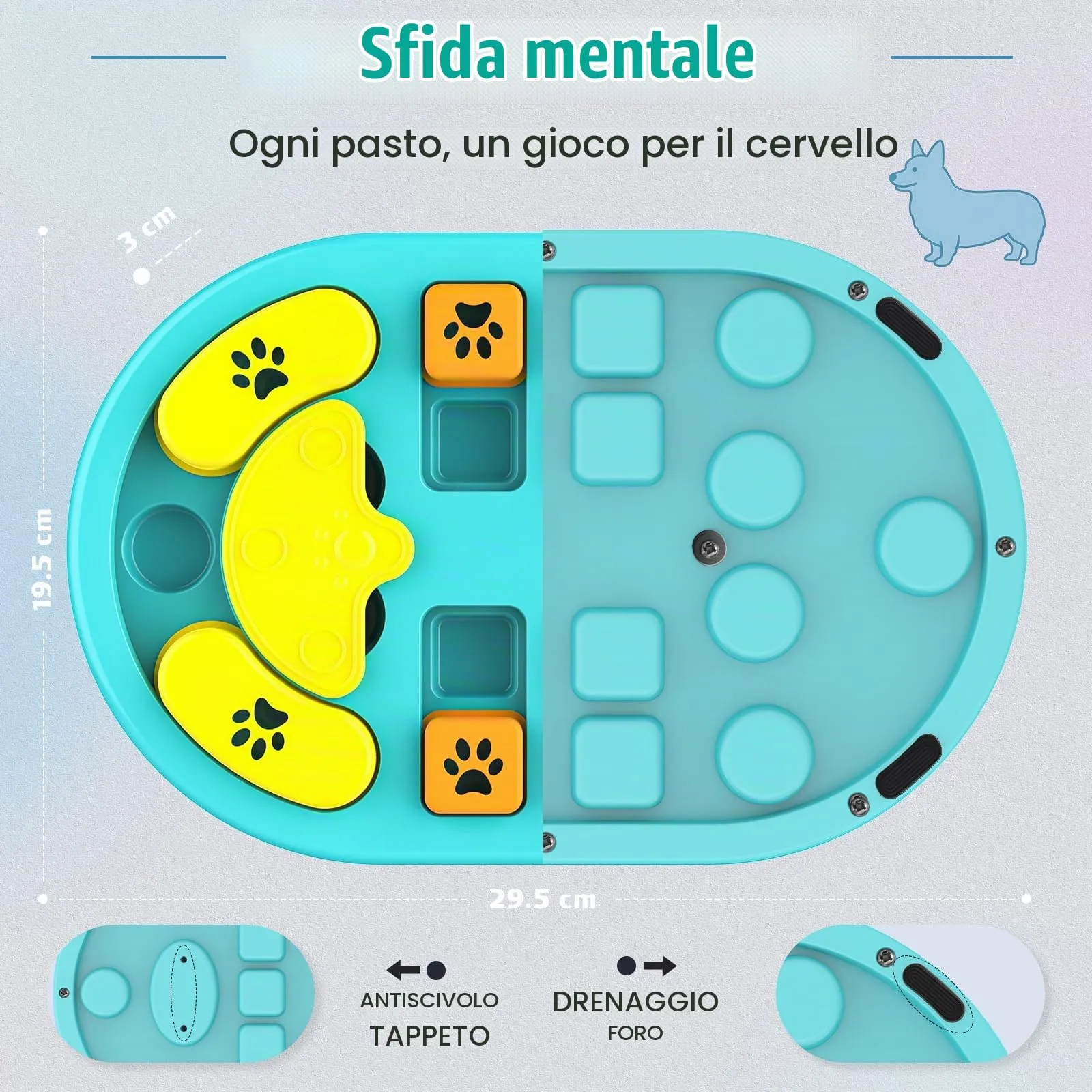 TRIGRAND Gioco di Intelligenza Slow Feeder con Chirrido per Cani, Verde & Arancione - immagine 5