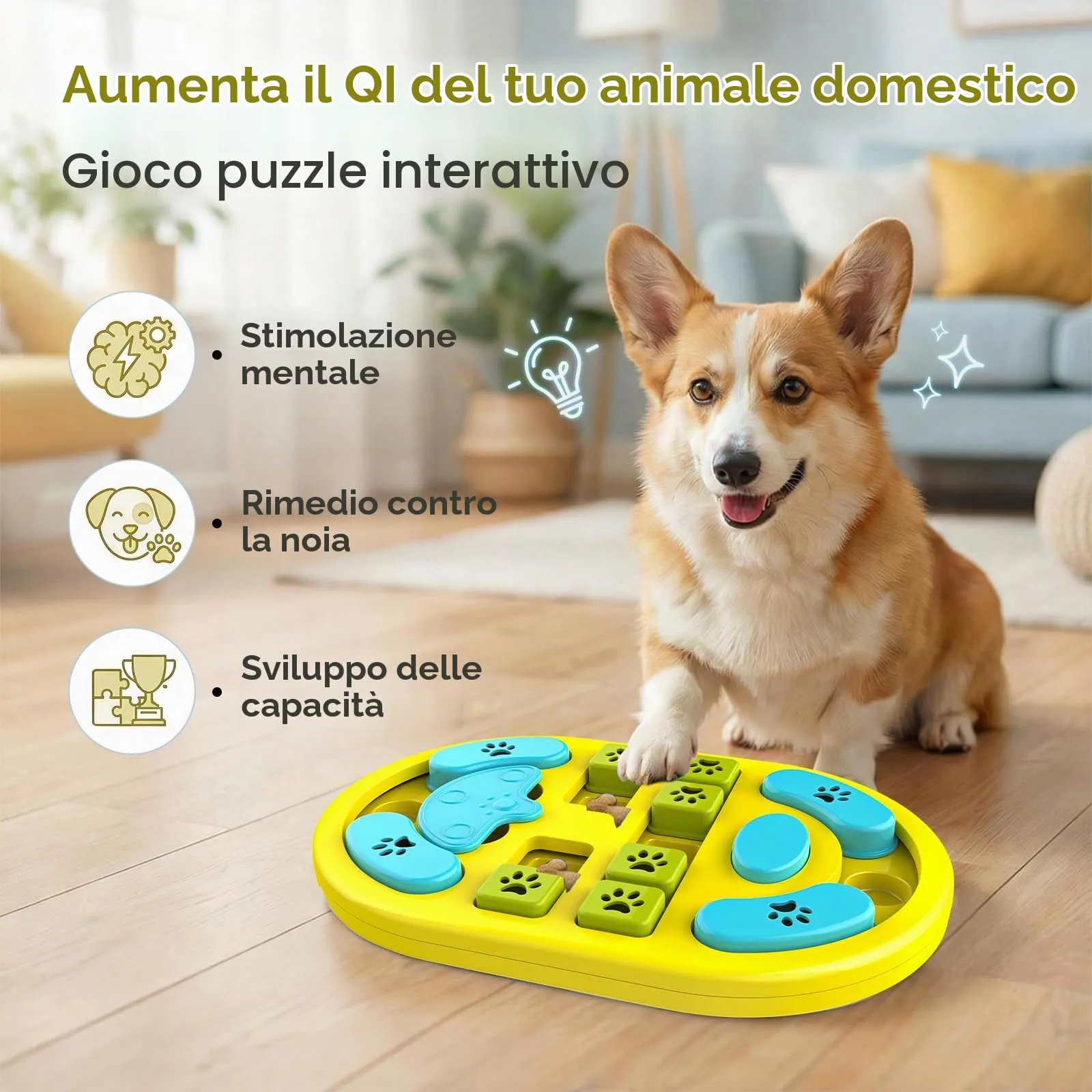 TRIGRAND Giochi Interattivi per Cani Slow Food Squittio Piccola Verde e Blu - immagine 2