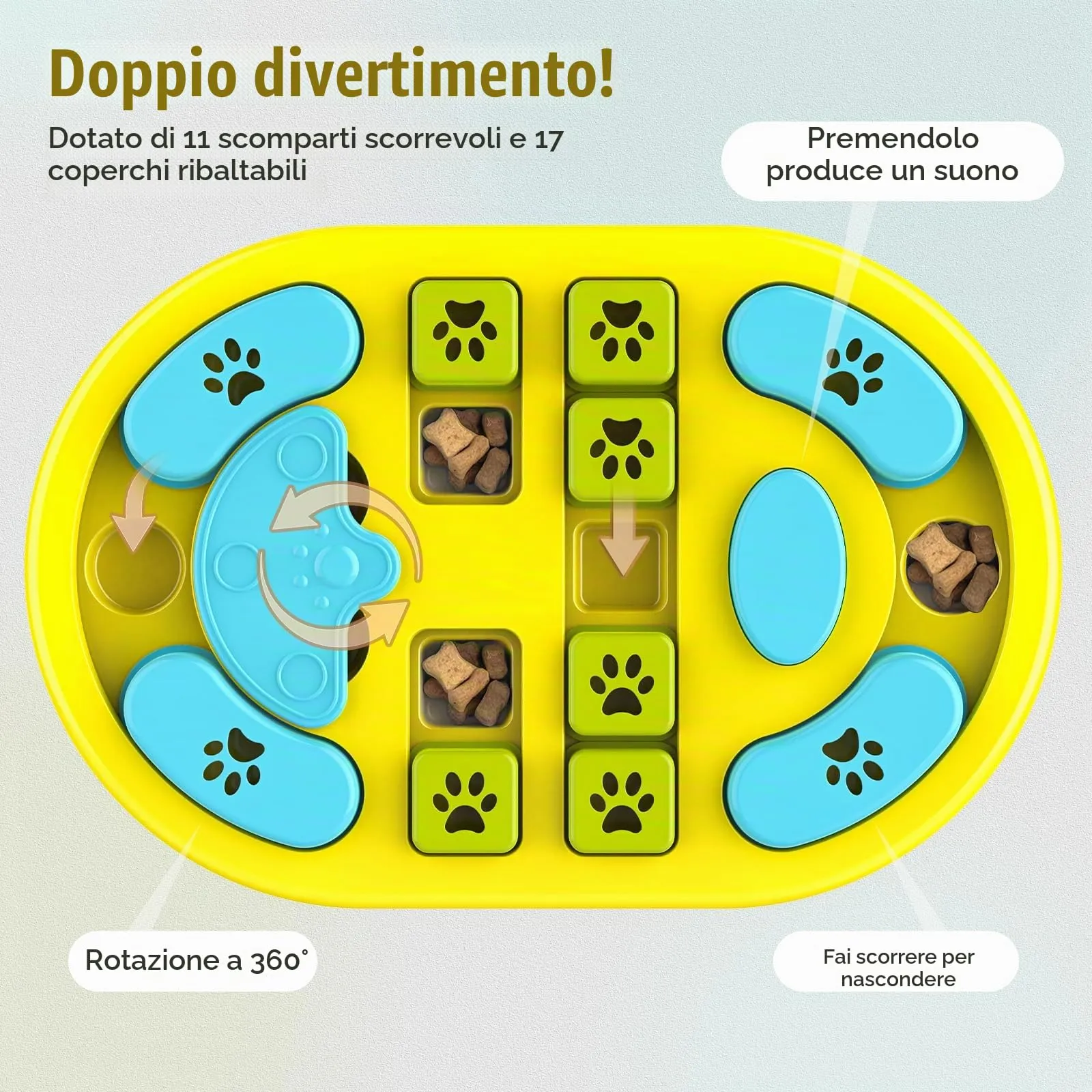 TRIGRAND Giochi Interattivi per Cani Slow Food Squittio Piccola Verde e Blu - immagine 3