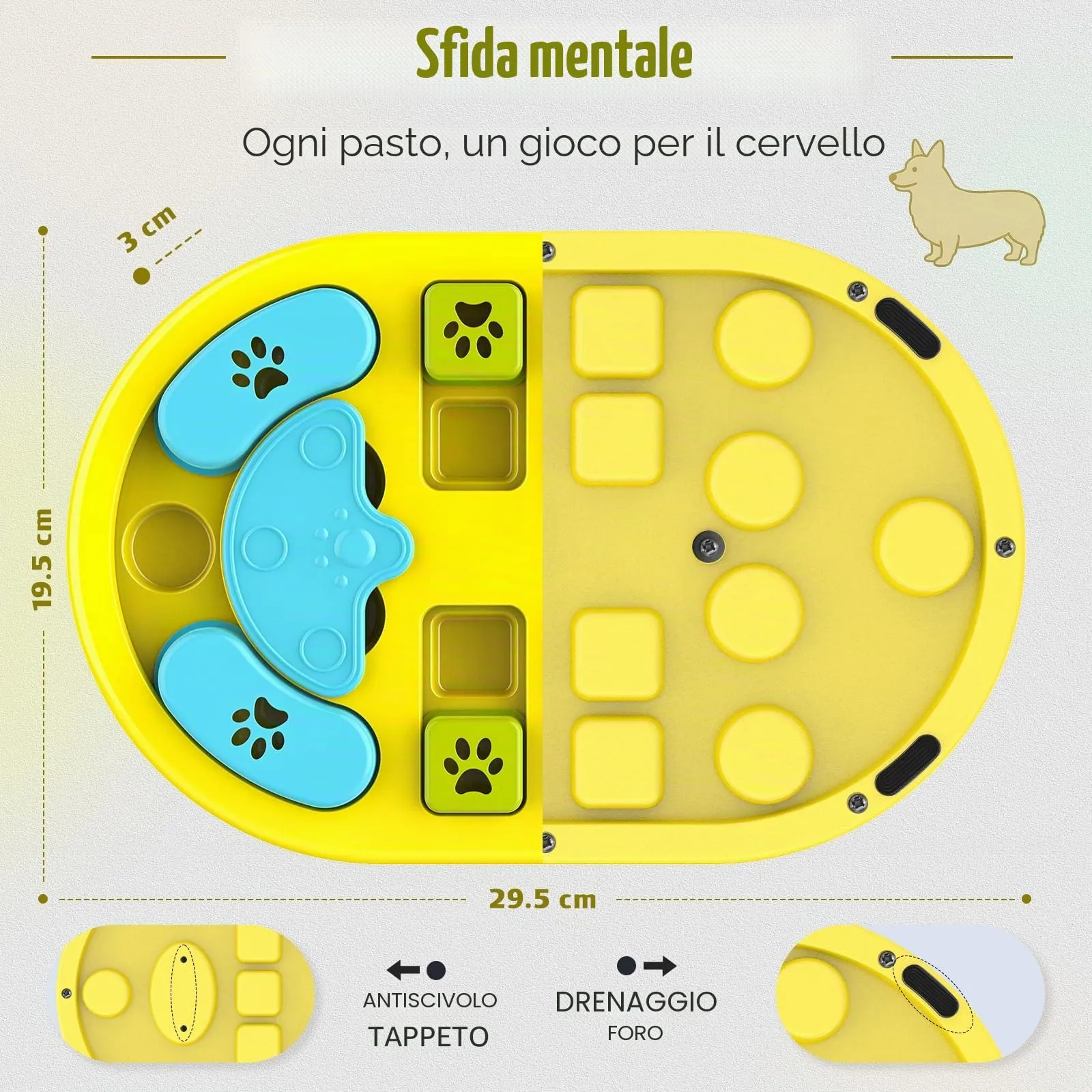 TRIGRAND Giochi Interattivi per Cani Slow Food Squittio Piccola Verde e Blu - immagine 5
