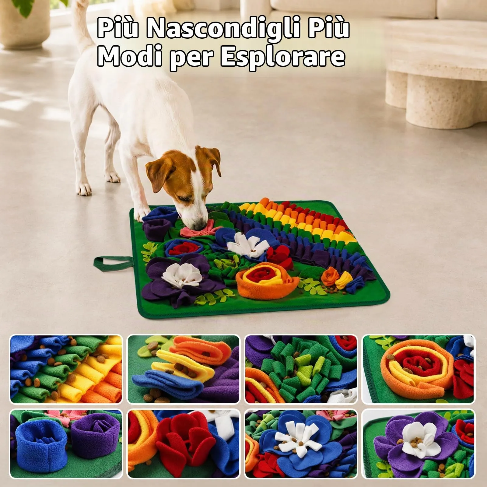 Gimars Tappeto Olfattivo per Cani, Gioco Interattivo Anti-Noia in Pile Antiscivolo, 50×50cm, Verde - immagine 3