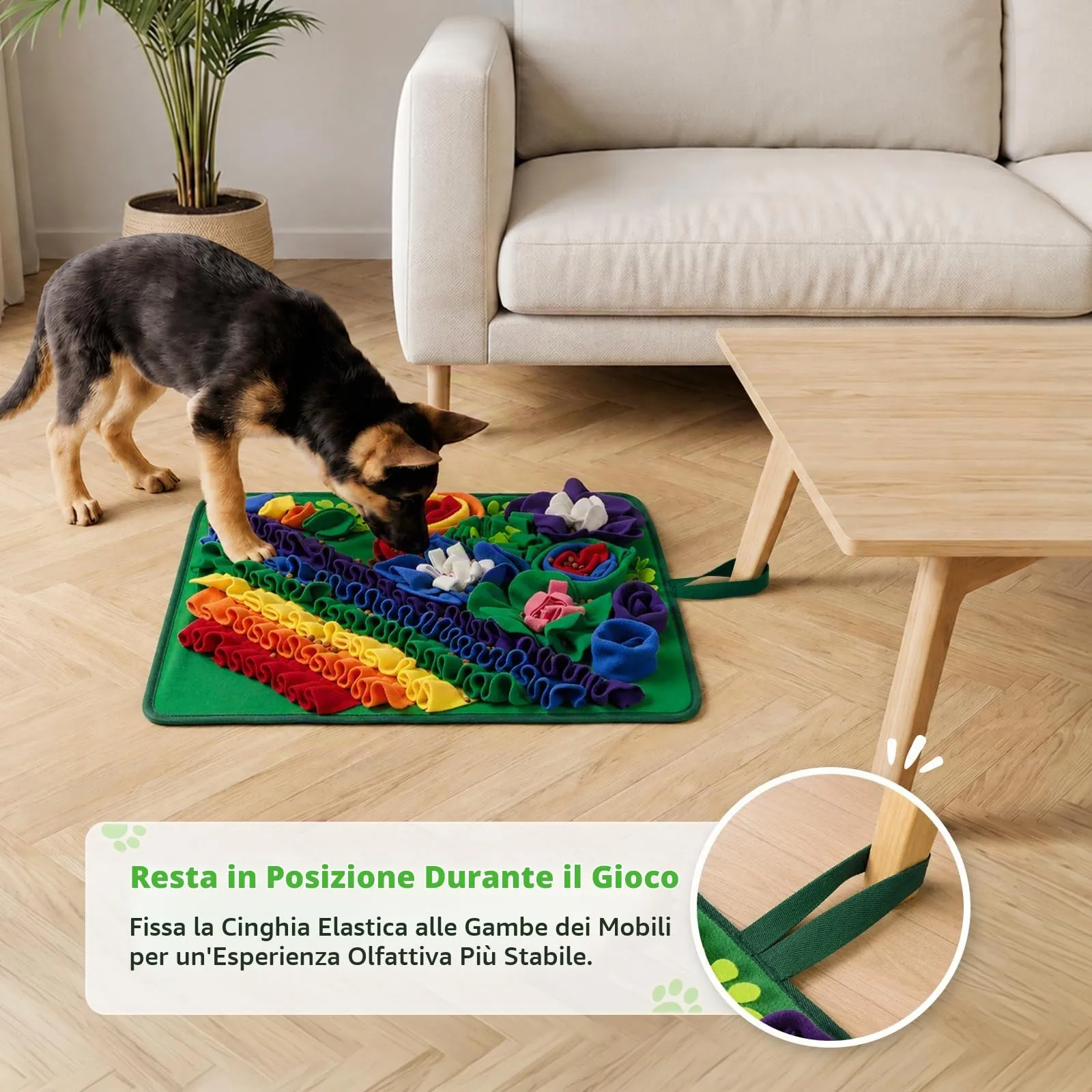 Gimars Tappeto Olfattivo per Cani, Gioco Interattivo Anti-Noia in Pile Antiscivolo, 50×50cm, Verde - immagine 7