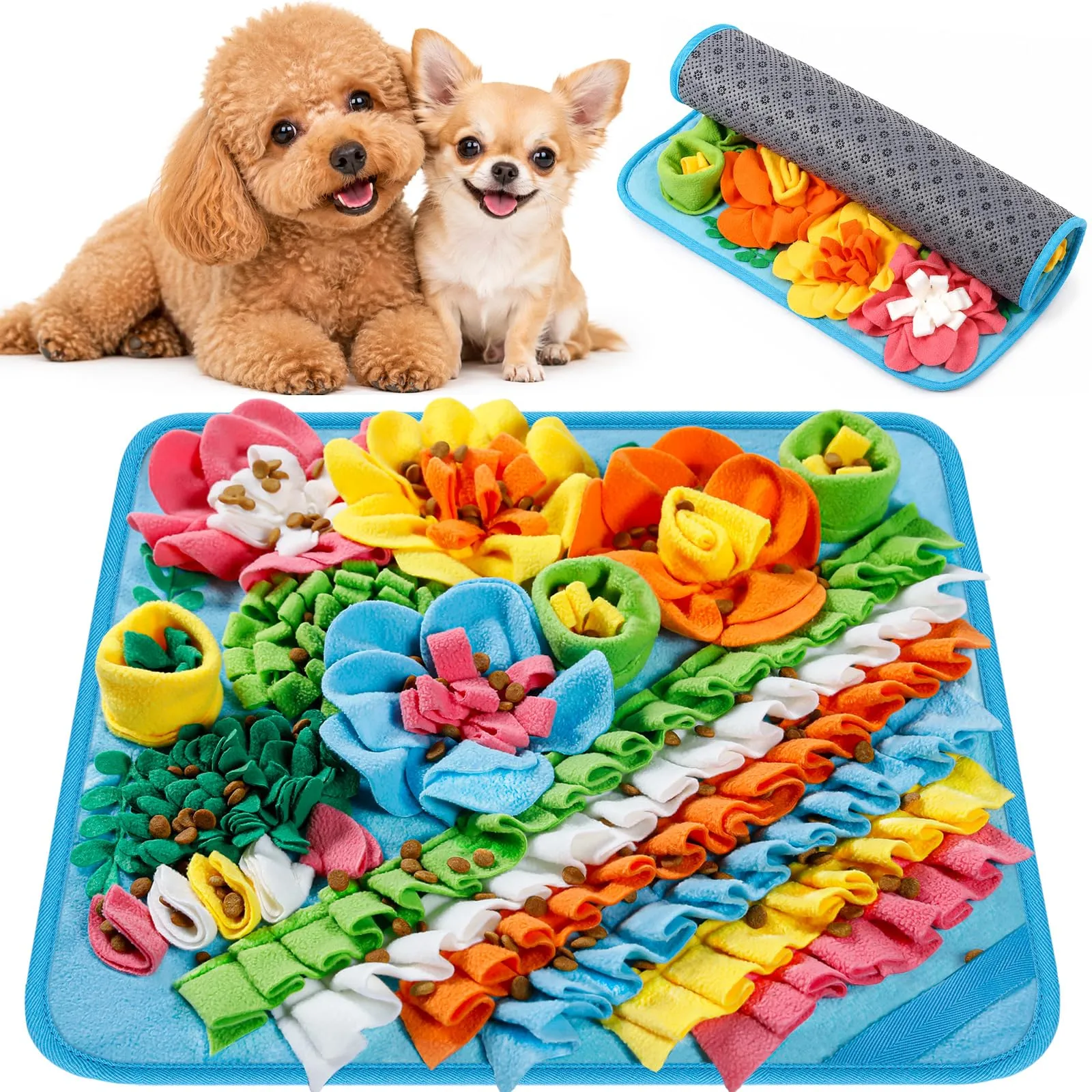 Gimars Tappeto Olfattivo per Cani, Gioco Interattivo Anti-Noia, Pile Antiscivolo 39×39cm, Blu - immagine 1