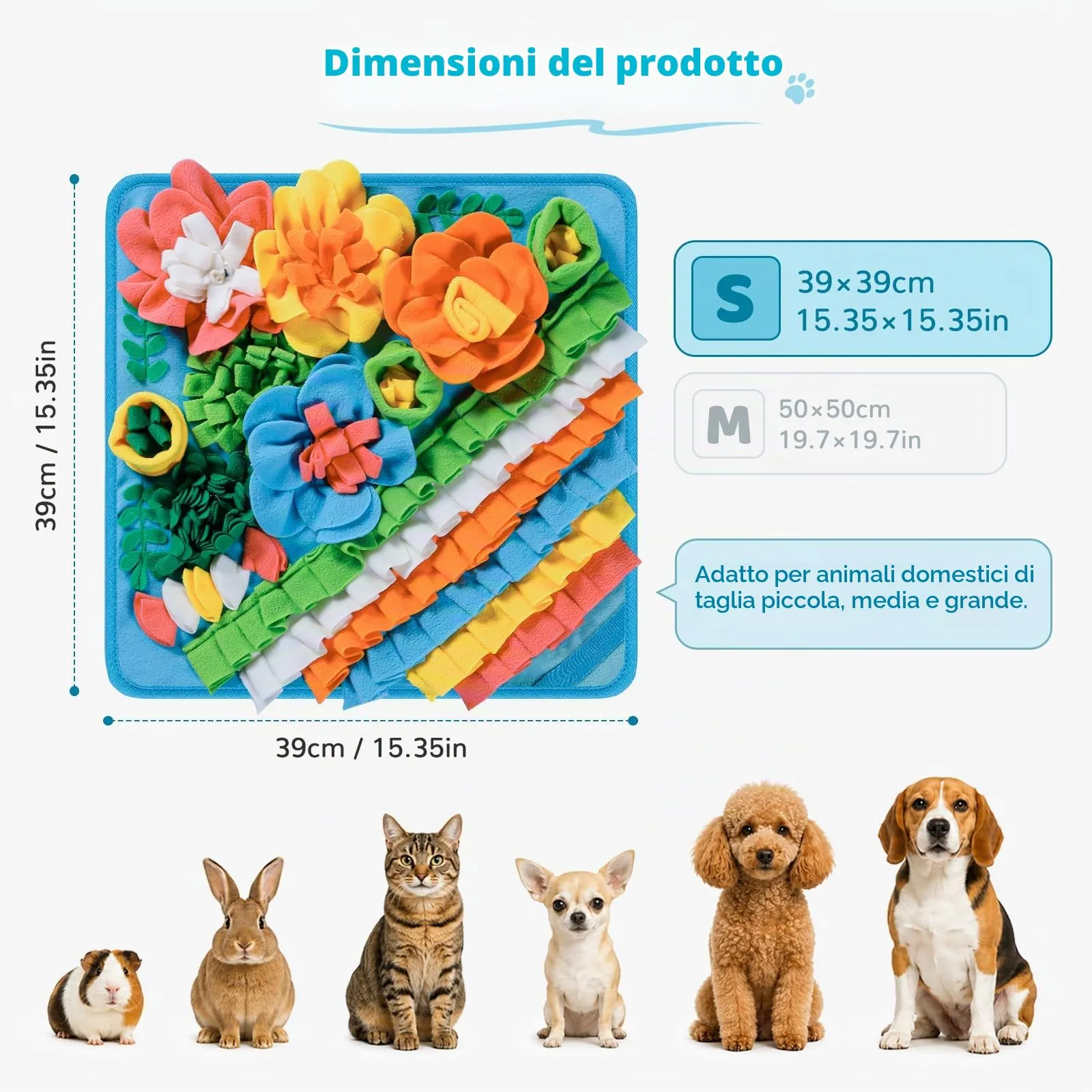 Gimars Tappeto Olfattivo per Cani, Gioco Interattivo Anti-Noia, Pile Antiscivolo 39×39cm, Blu - immagine 2
