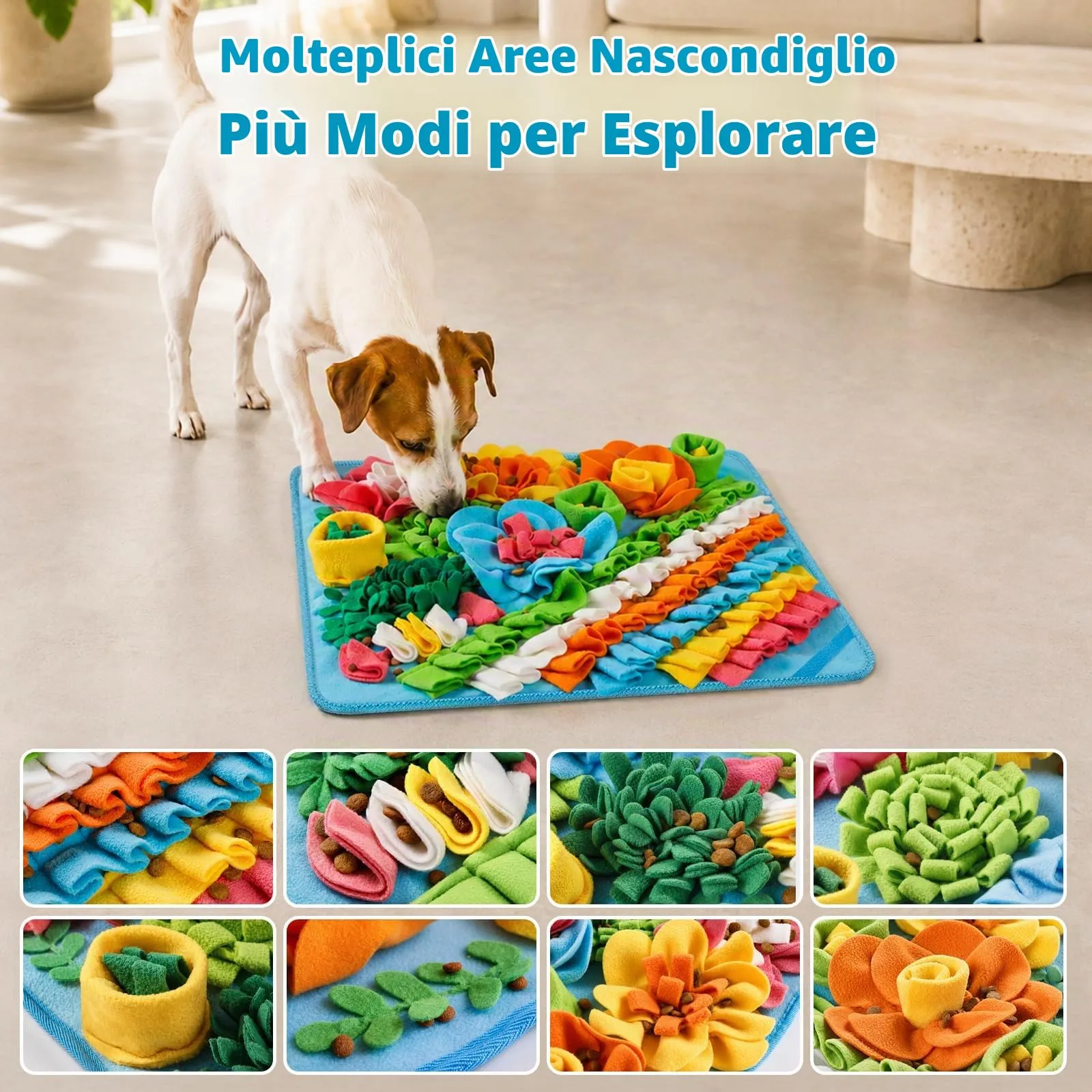 Gimars Tappeto Olfattivo per Cani, Gioco Interattivo Anti-Noia, Pile Antiscivolo 39×39cm, Blu - immagine 3