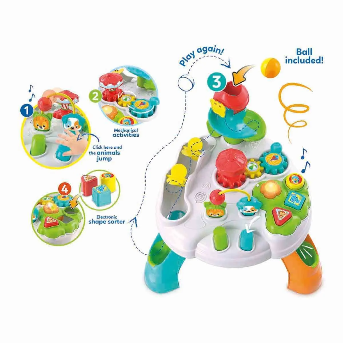 Clementoni Baby Tavolo Happy Park Tavolino Multiattività Interattivo 17300 - immagine 2