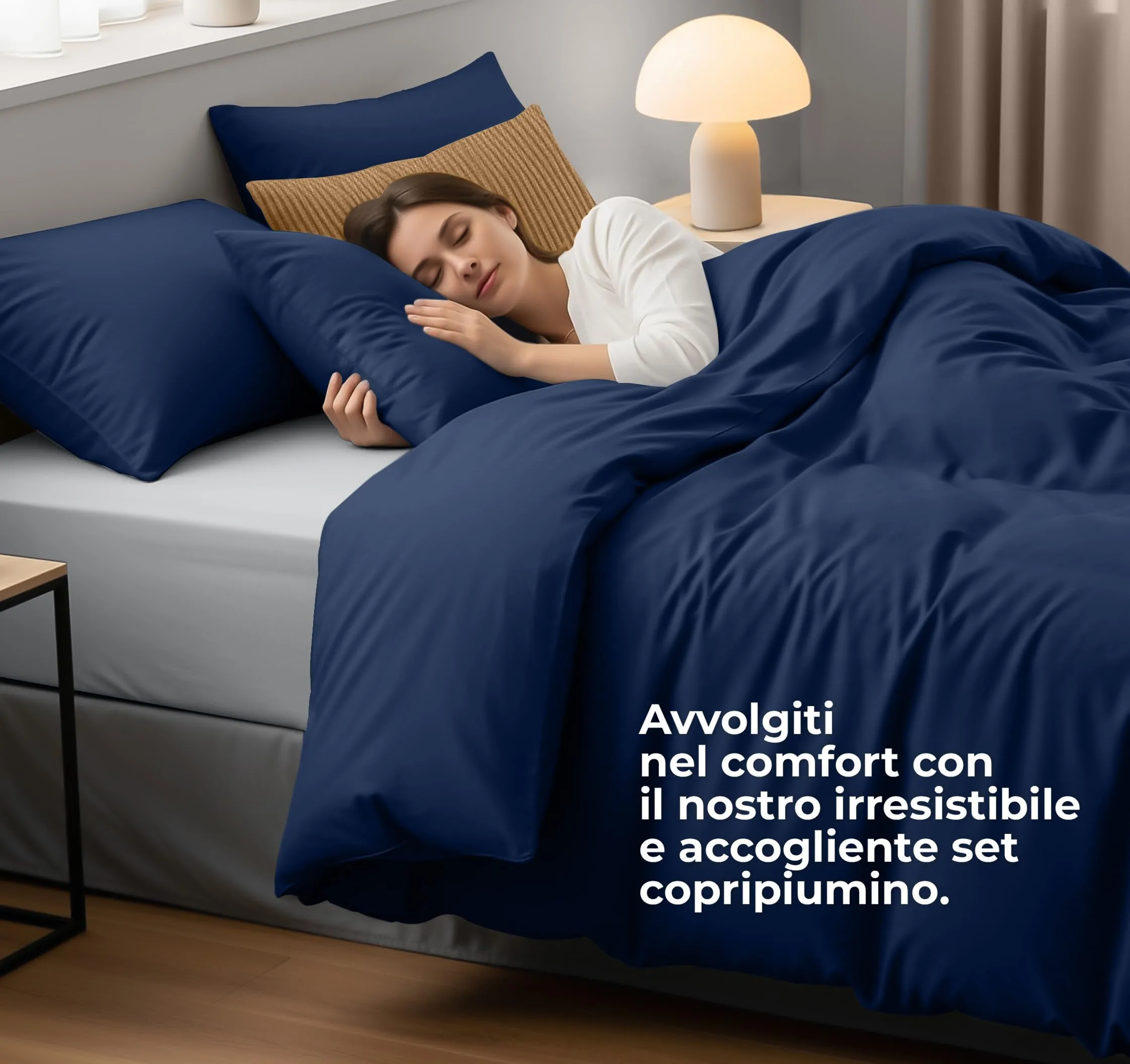Utopia Bedding Copripiumino Matrimoniale 200x200 cm con 2 Federe 50x75 cm, Blu Navy - immagine 3