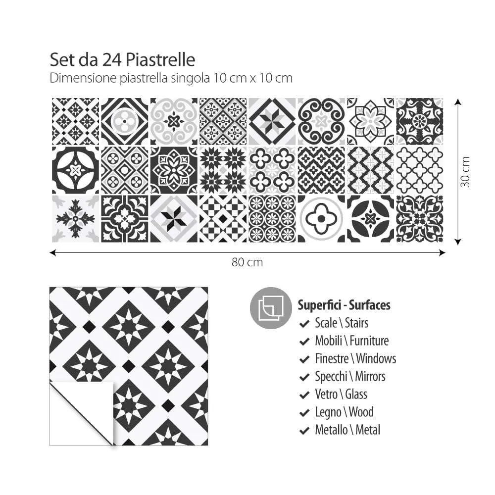 RE-COVERTILES Adesivi Piastrelle in PVC per Cucina e Bagno, 24 Pz 10x10 cm, PS00063 - immagine 5