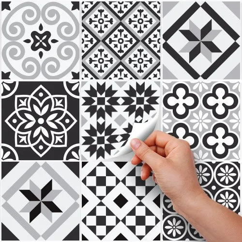 RE-COVERTILES Adesivi per Piastrelle Bagno e Cucina, 12 Pz 15x15 cm, PS00063, PVC Impermeabile Stile Cementine Azulejos - immagine 4
