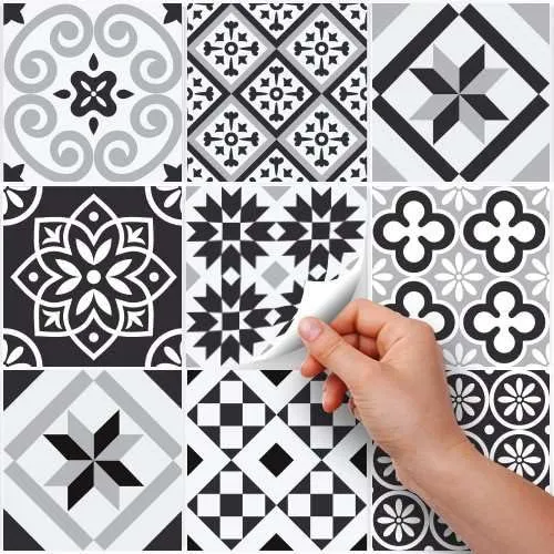 RE-COVERTILES Adesivi per Piastrelle Bagno e Cucina, 10 Pz 20x20 cm, PS00063, PVC Impermeabile Stile Cementine Azulejos - immagine 4
